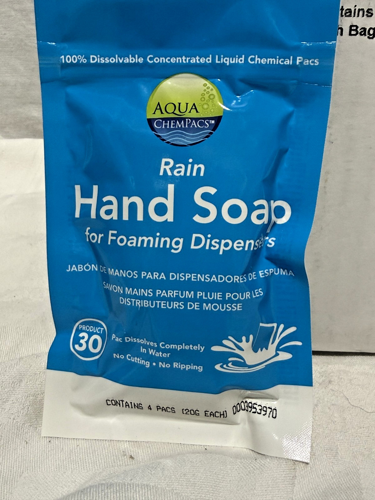 50 Bags Aqua ChemPacs Rain Foam Hand Soap 9321264 Dissolvable Pods Case 200 Pack