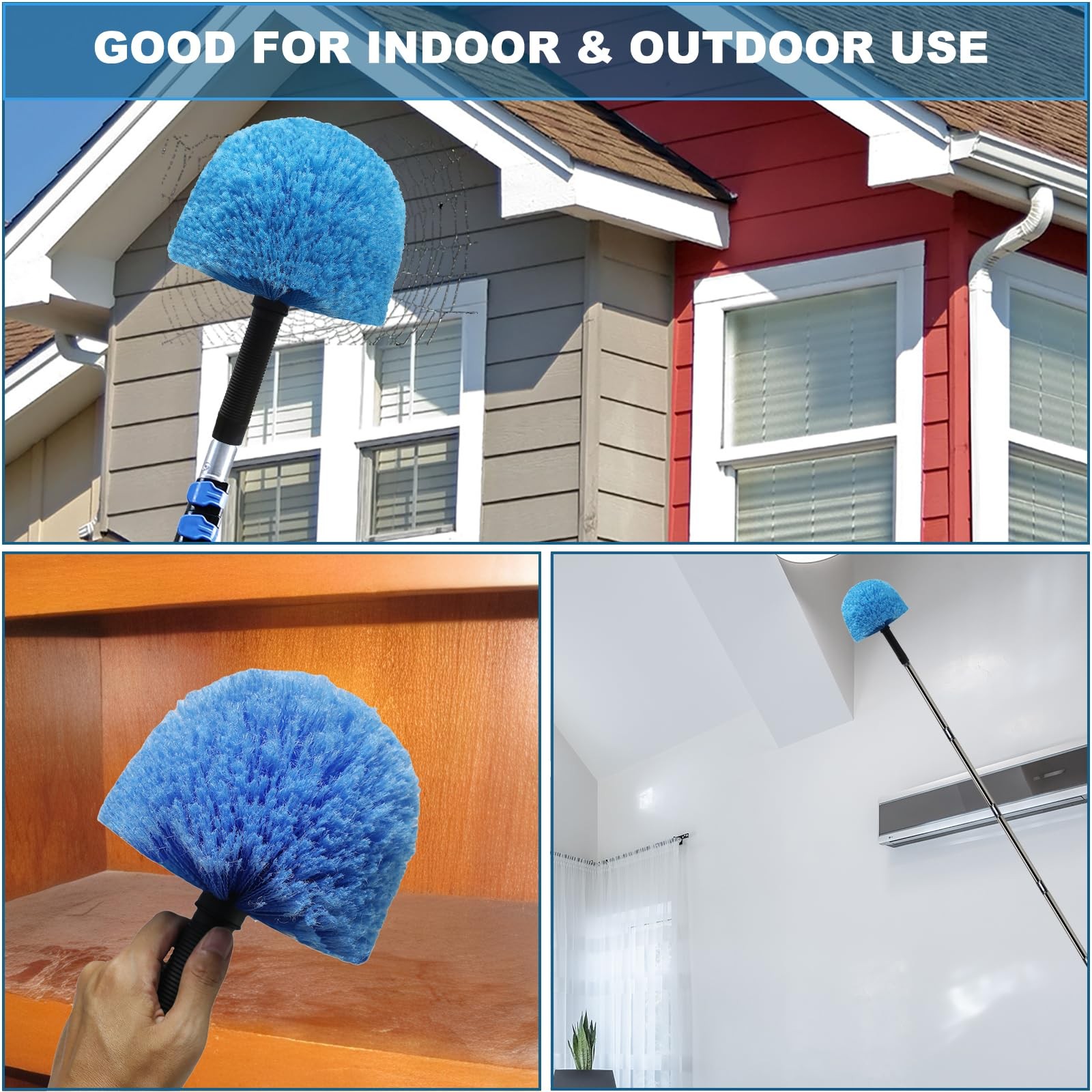 2 Pack Cobweb Duster Head Brush Twist On Web Cleaning Tool for Outdoor Indoor