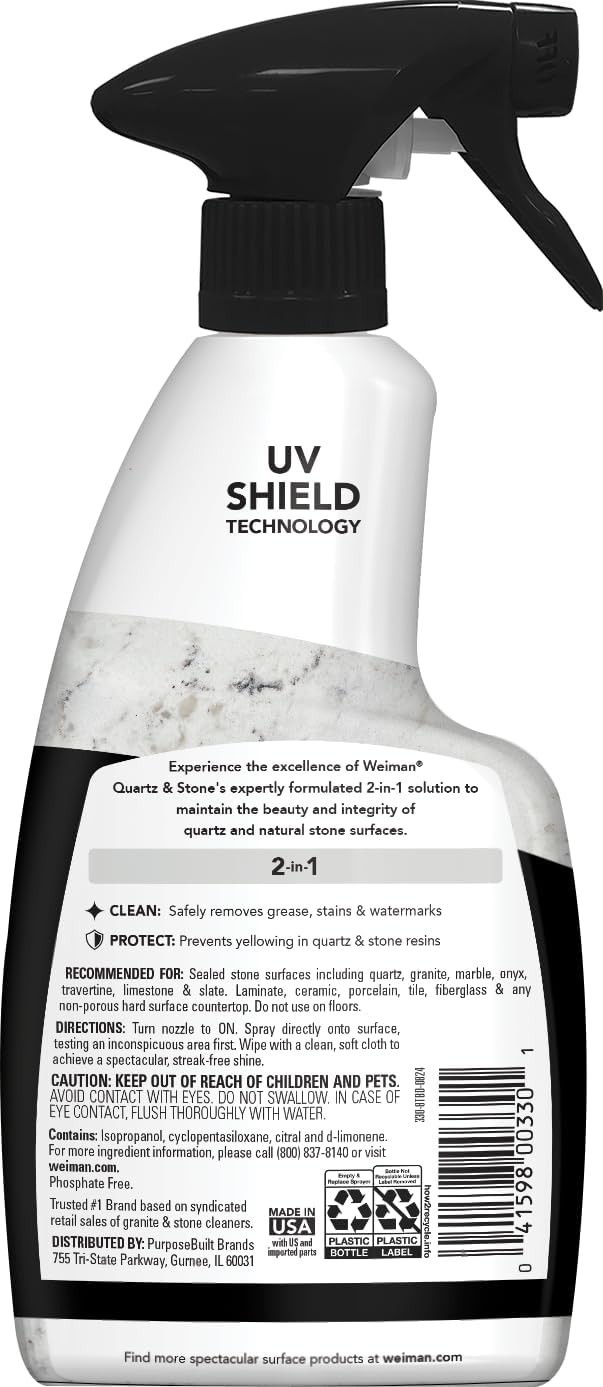 Citrus Scented Quartz Cleaner & Polish – 16 Fl Oz x 2 with Ultra Violet Shield