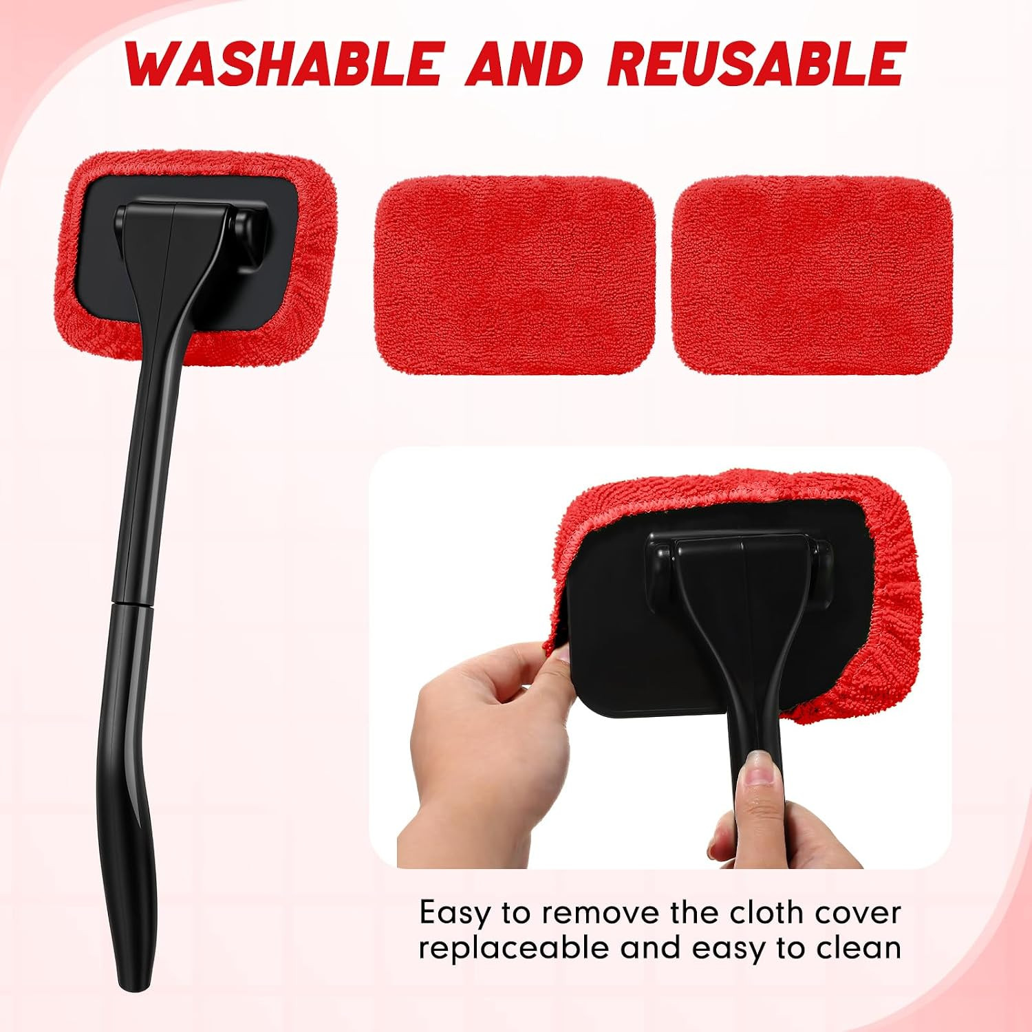 8 Pcs Car Windshield Cleaner Tool Kit with Removable Handle, Microfiber Towel Pa