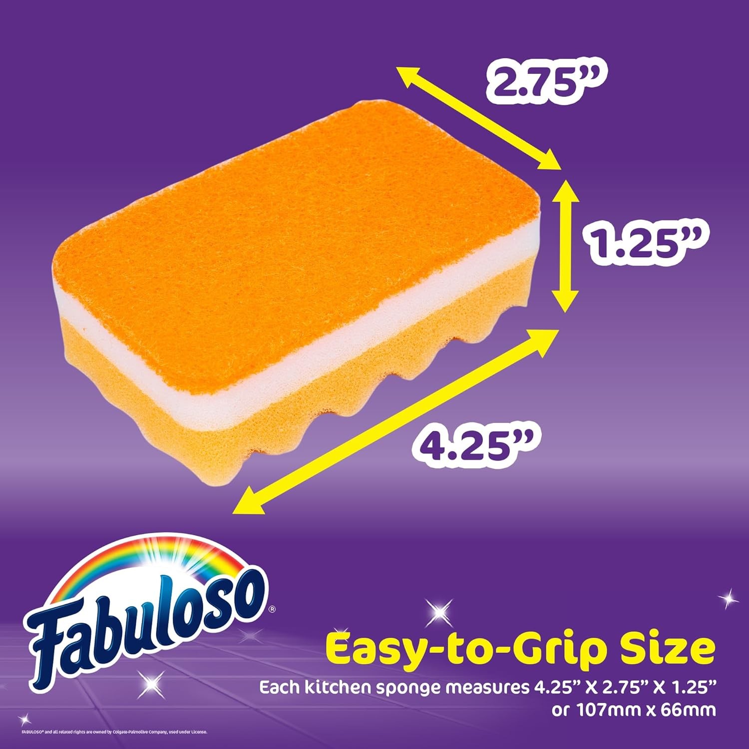 Scratch-Kitchen Dish Sponges, Rainbow Cellulose Scrubber Sponge with Scouring