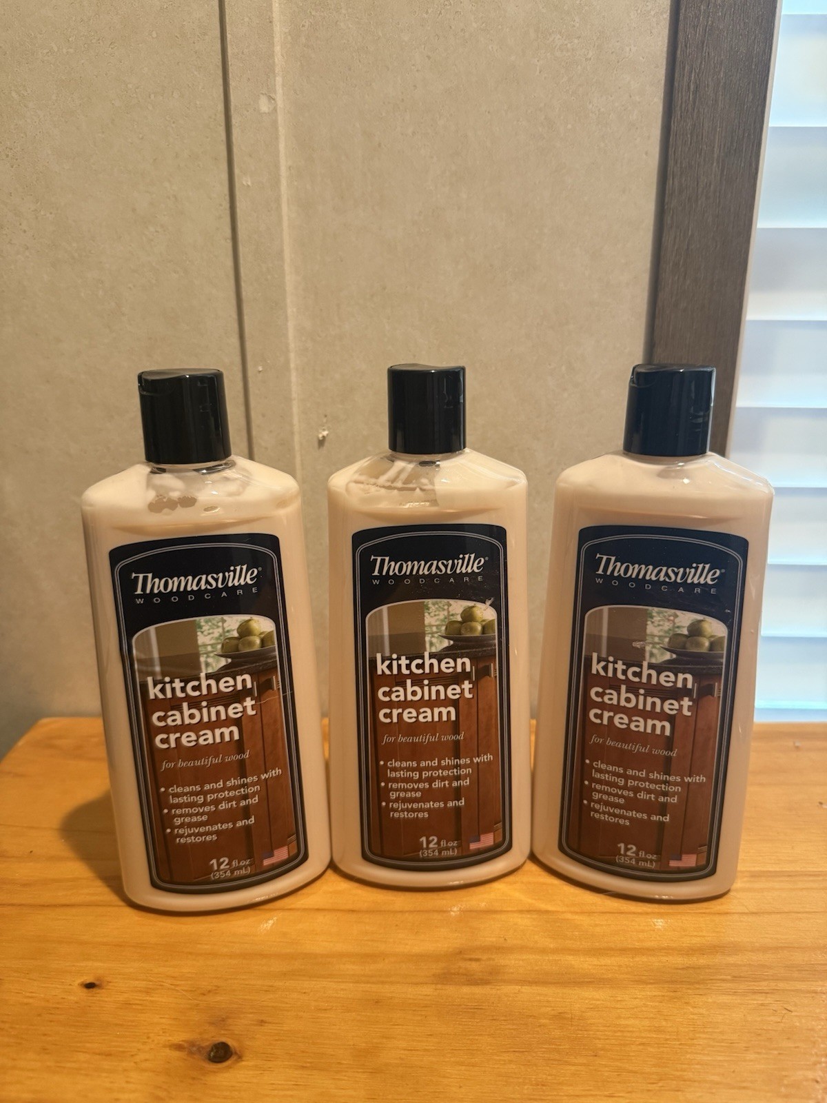 3 Pack Thomasville Kitchen Cabinet Cream For Wood Cleans Shines Protects 12oz