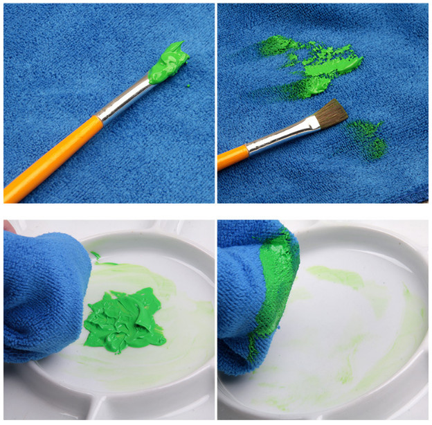 Blue small square towel Art gouache pen absorbent towel Paint wiping cloth