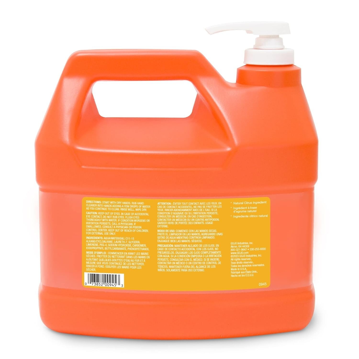 GOJO® NATURAL ORANGE Smooth Hand Cleaner, Citrus Scent, 1 gal, 4/Carton
