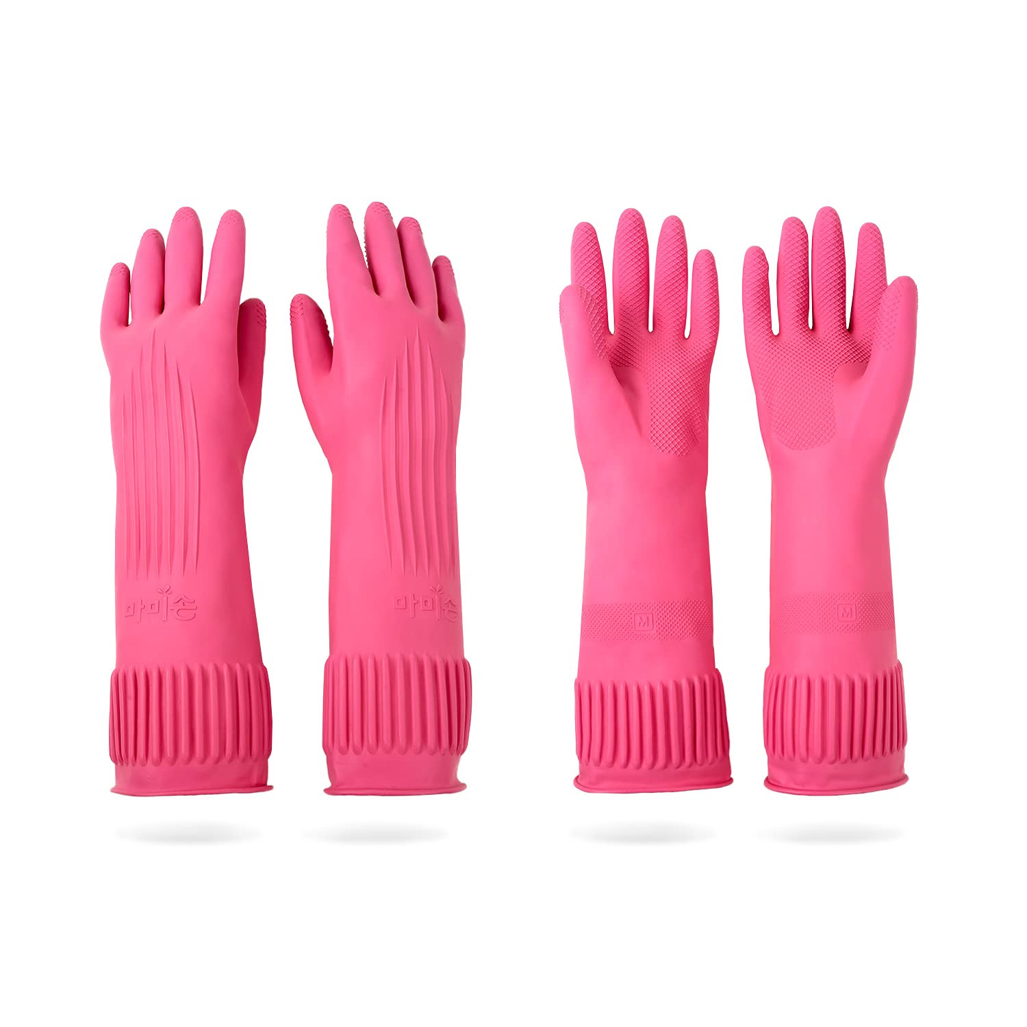 Mamison 2 Pairs Reusable Waterproof Household Dishwashing Cleaning Rubber Gloves