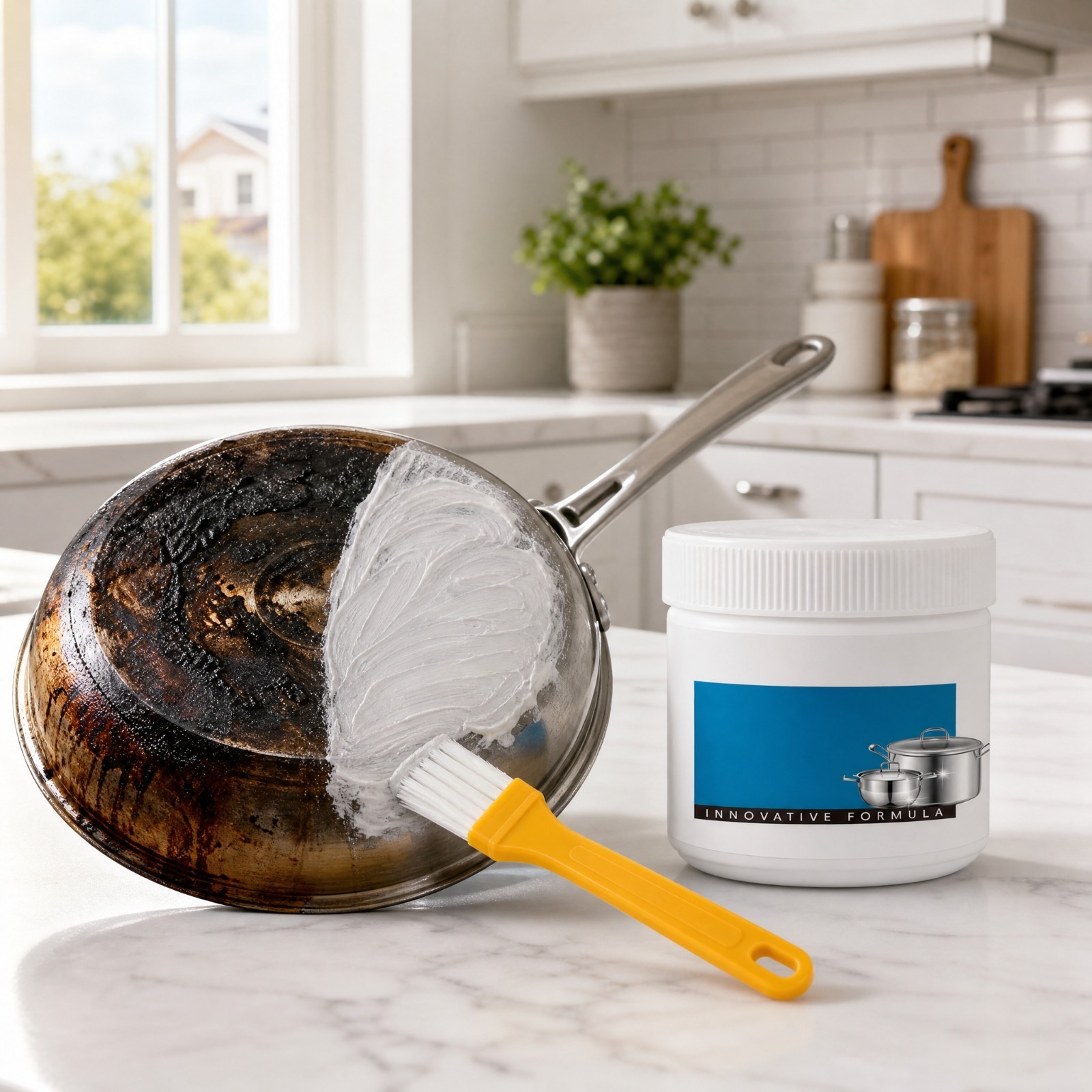 260g Heavy Duty Pan Bottom Cleaner Paste,Multipurpose Cookware Stain Oil Remover