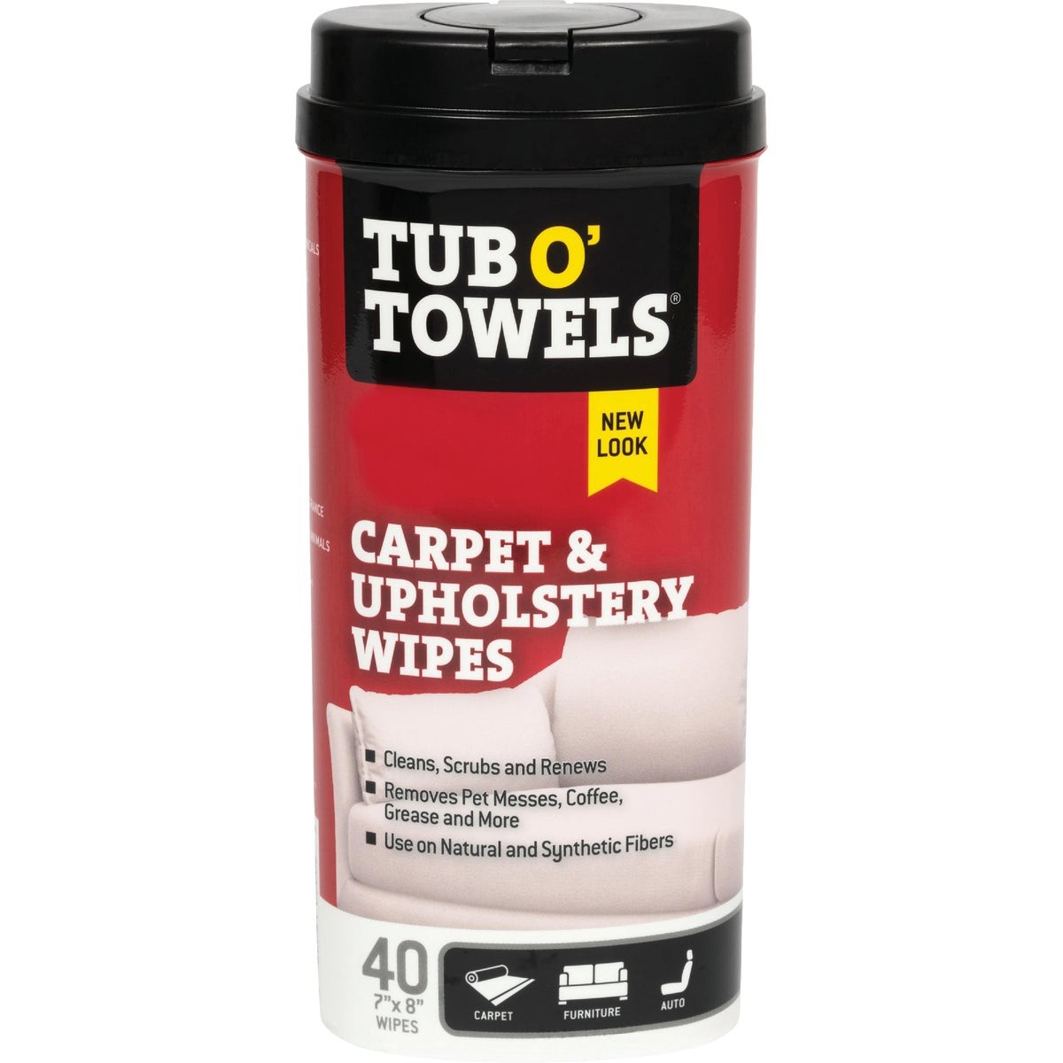 Tub O’ Towels Automotive Carpet & Upholstery Wipes (40-Count) TW40-CP Tub O’