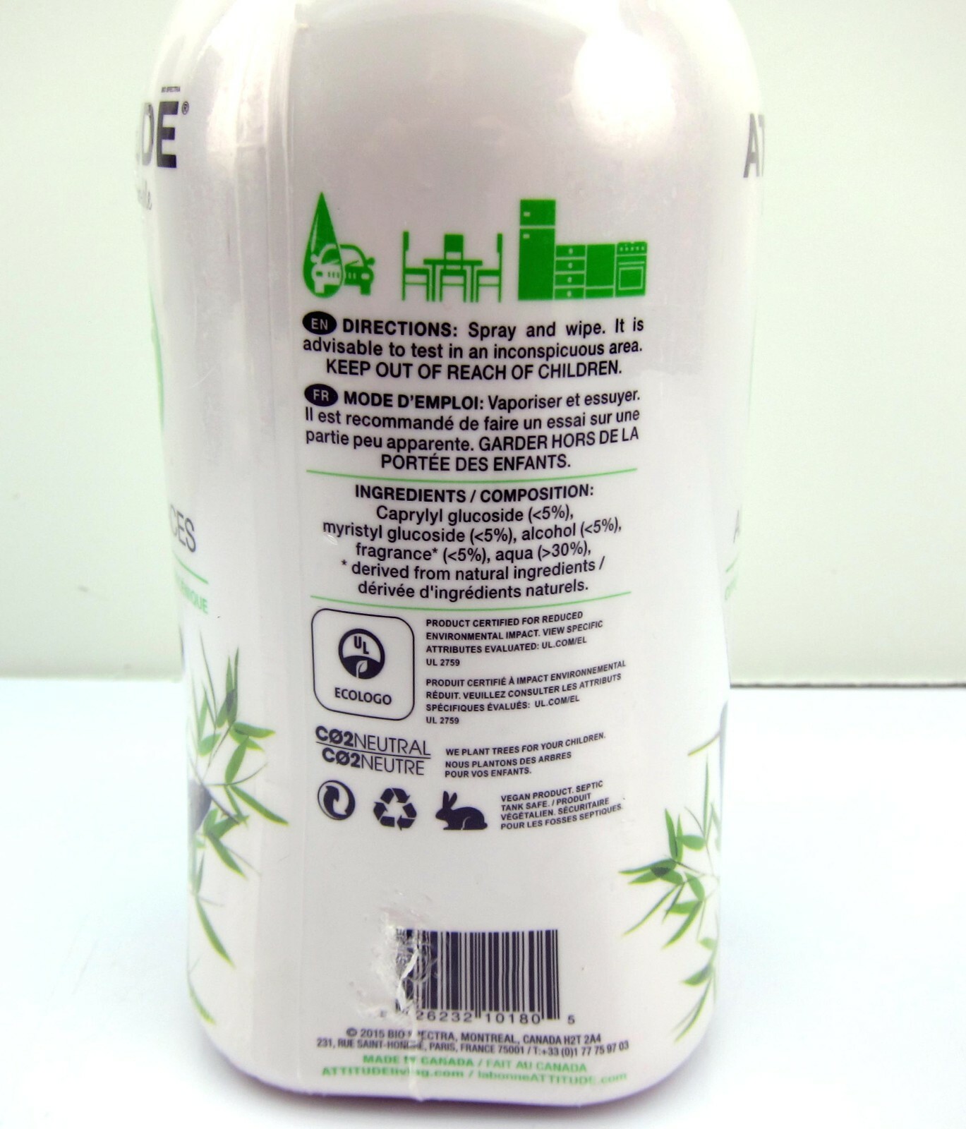 NEW Attitude Multi Surface Citrus Zest Hypoallergenic Cleaner 27.1 Fl Oz Spray