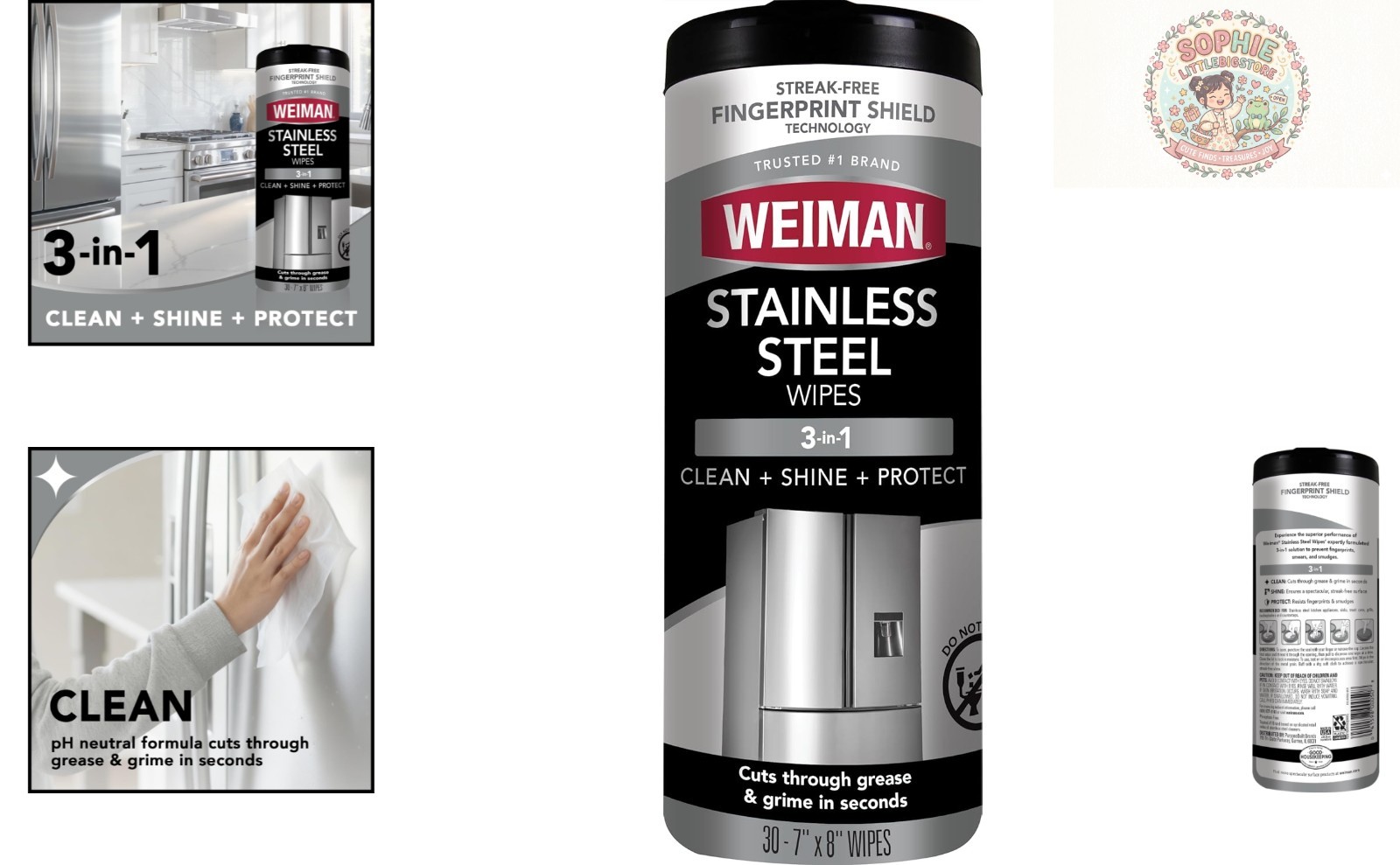 Weiman Stainless Steel Cleaner Wipes – 30 Count for Effortless Polishing & Shine