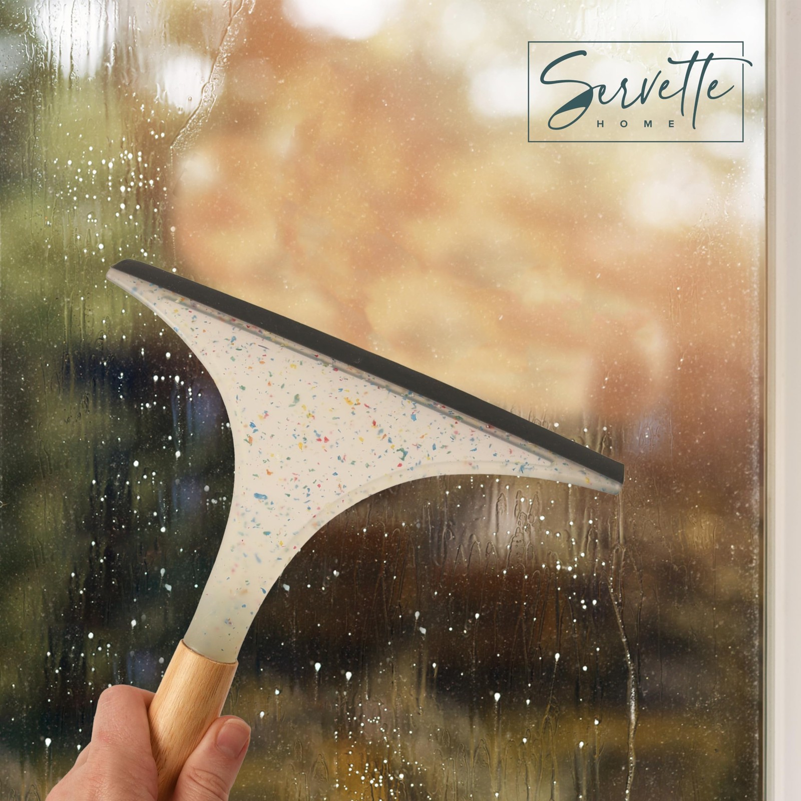 Household Squeegee with Wood or Bamboo Handle, Streak-Free Surface Cleaner, W…
