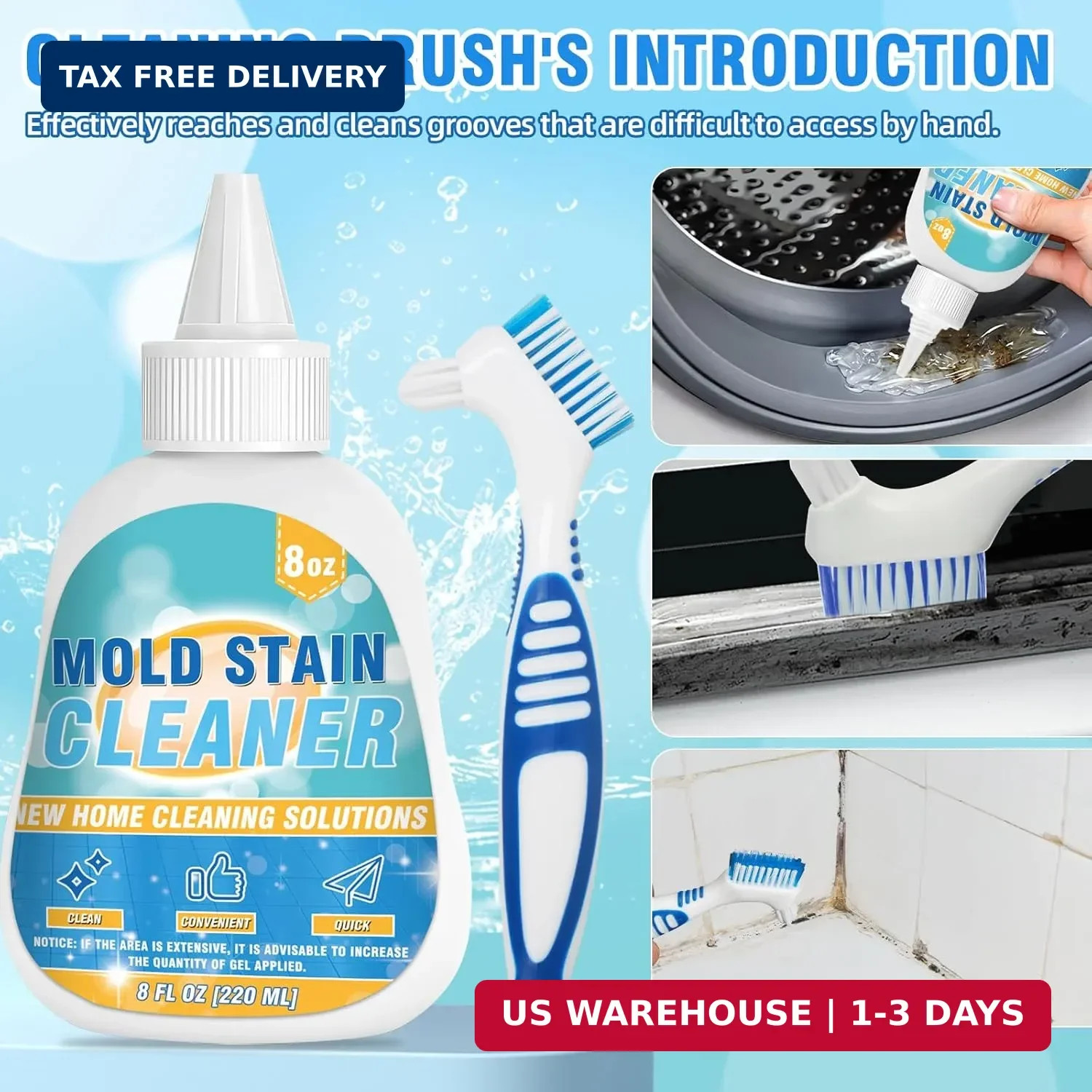 Mold Stain Cleaner Gel, 8 Fl oz Effective Washing Machine Cleaner for Front Load