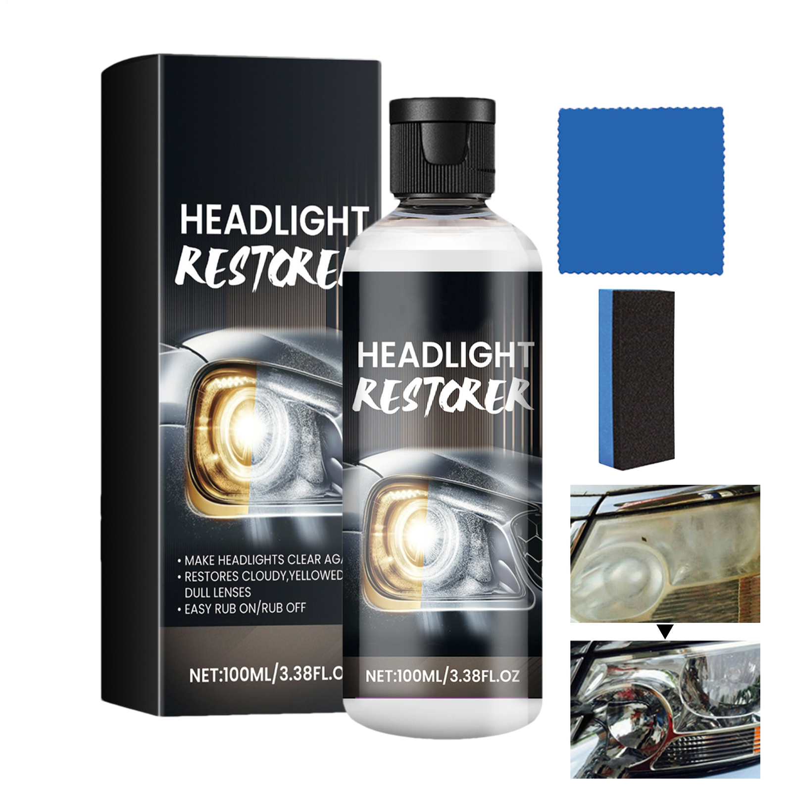 Car Headlight Polish Scratch Repair Fluid Lens Restoration Cleaner