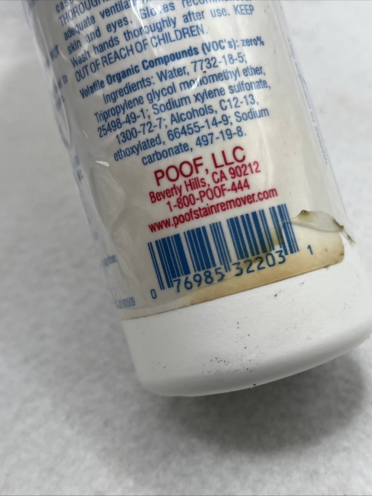 Poof Stain Remover Environmentally Safe Liquid 8oz Open Box