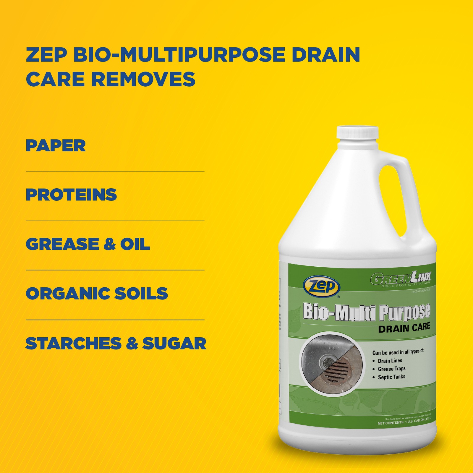 Zep Bio Multipurpose Drain Care 1 Gallon (Case of 4) 462623