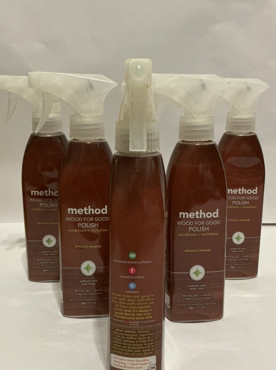 5x Method Wood Polish, Almond, For Wood Surfaces, Furniture and Cabinets, 14 oz