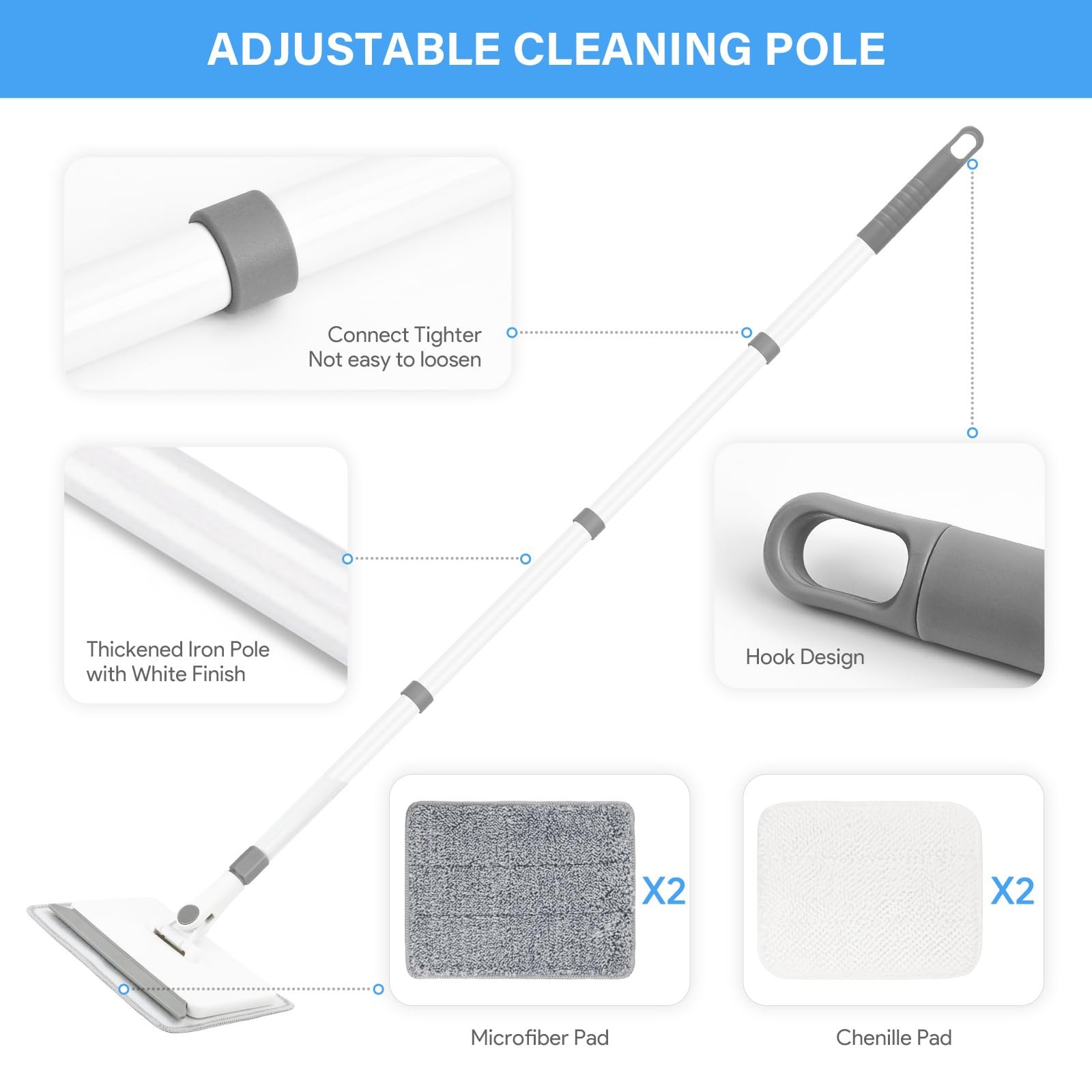Baseboard Cleaner Tool with Handle, Baseboard Cleaner with Extendable Long Ha…
