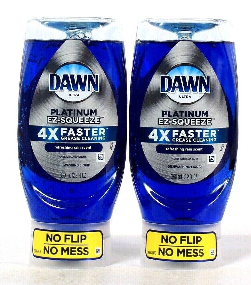 4 Dawn Ultra 12.2 Oz / 366 ml Platinum EZ Squeeze Rain Scent Dishwashing Liquid