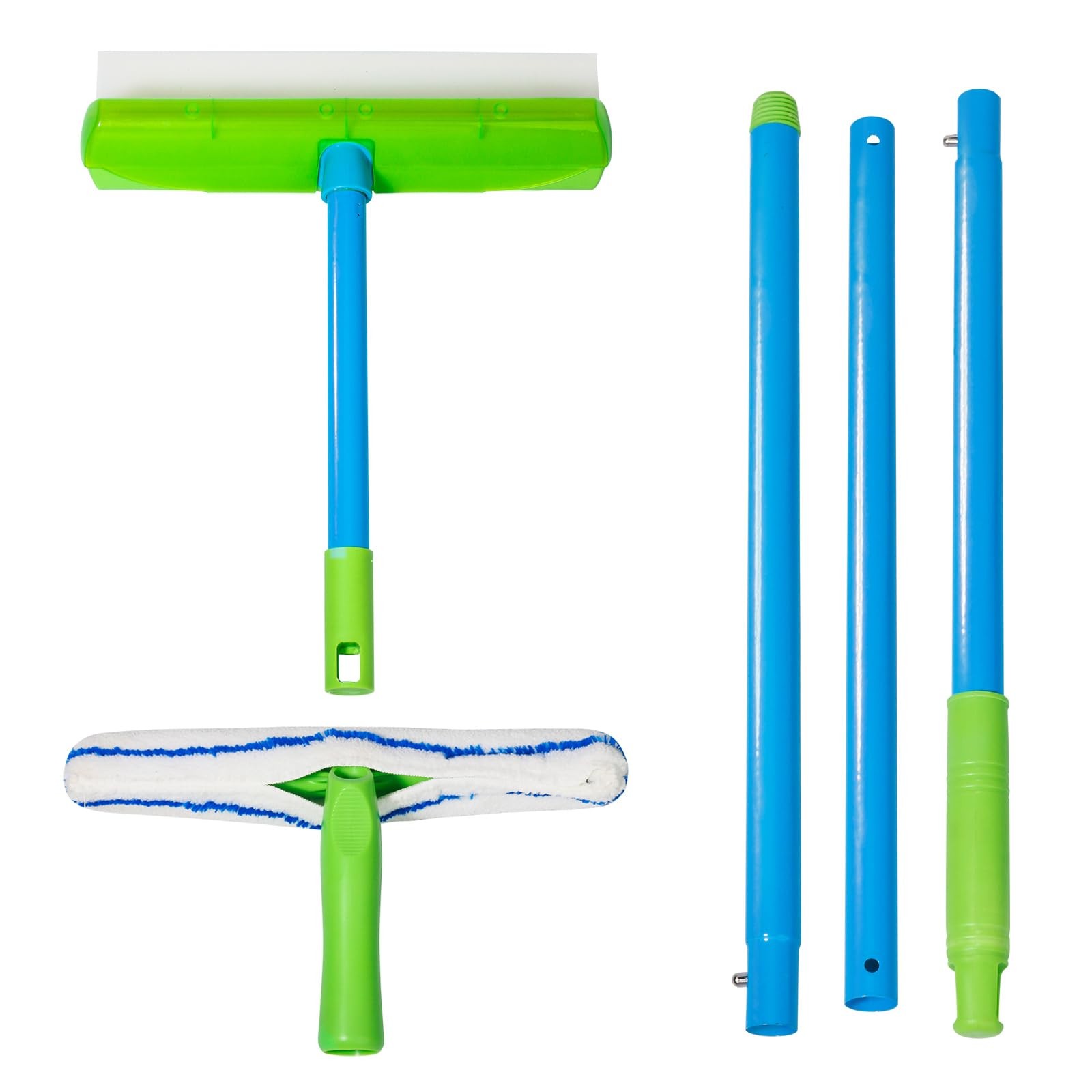 Flexible Silicone Squeegee T-Bar Water Blade Microfiber Scrubber with Long Ha…