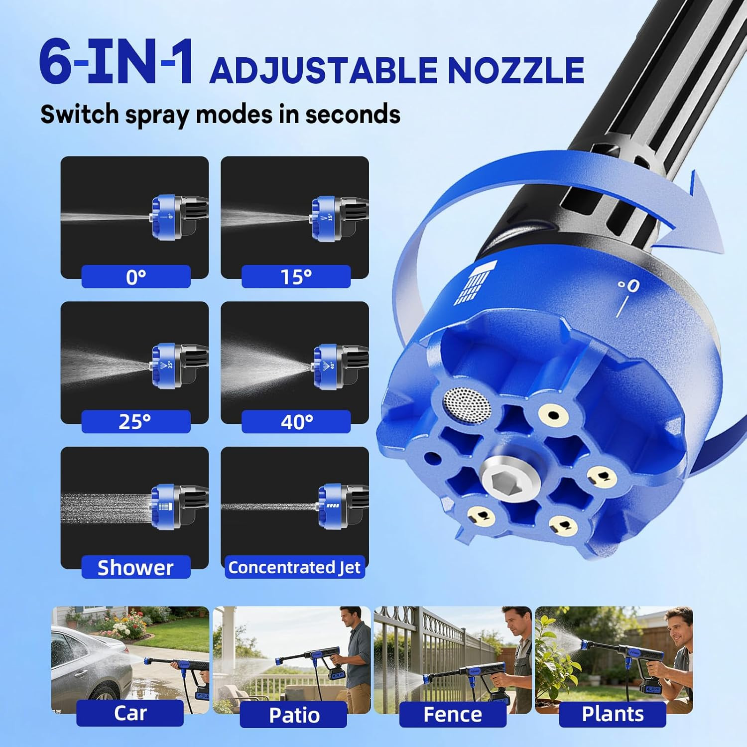 6-in-1 Portable Handheld Cleaning Tool with Foam Cannon & 32ft Hose