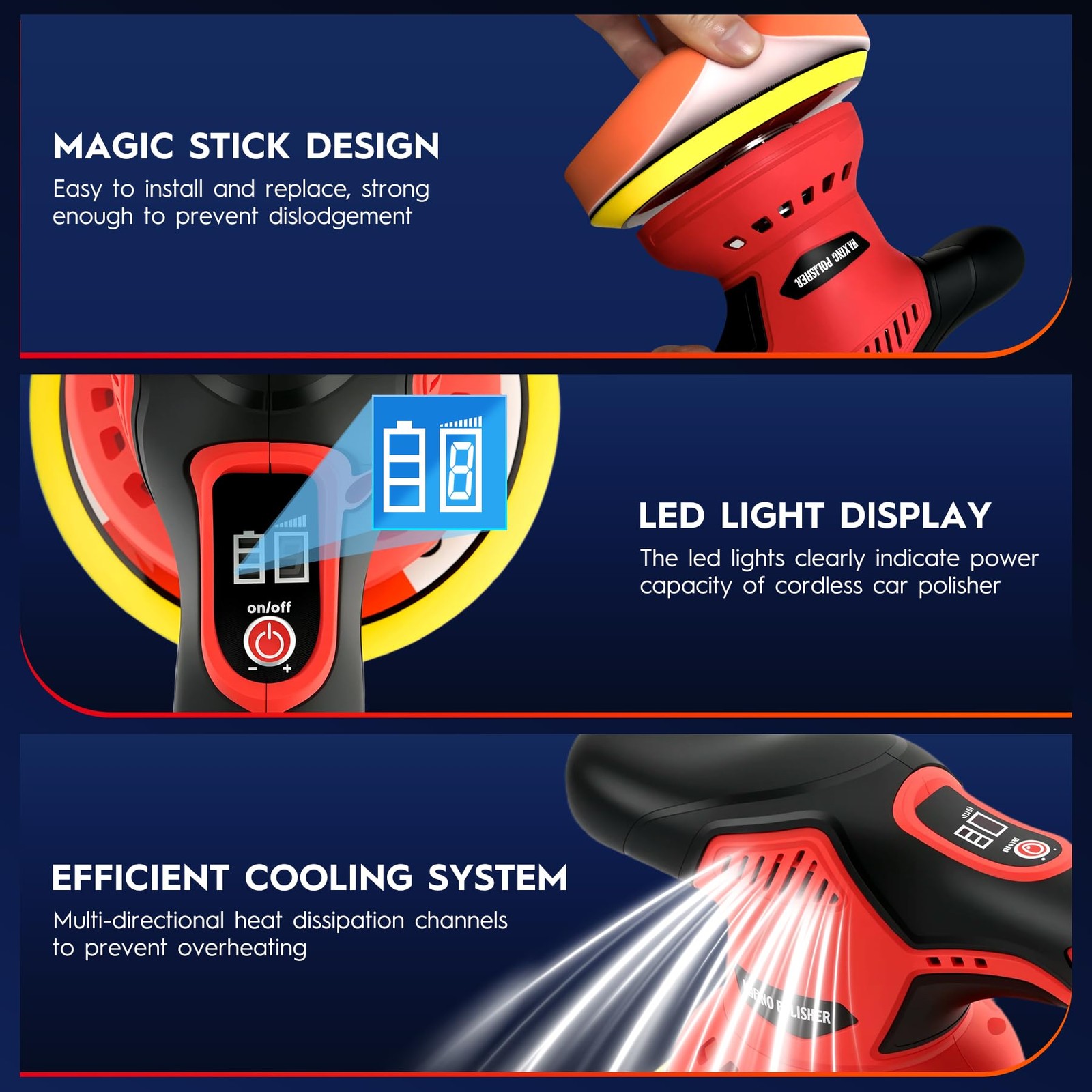Cordless Car Buffer Polisher Kit with 2x2000mAh 21V Batteries, 6 Inch Car Pol…
