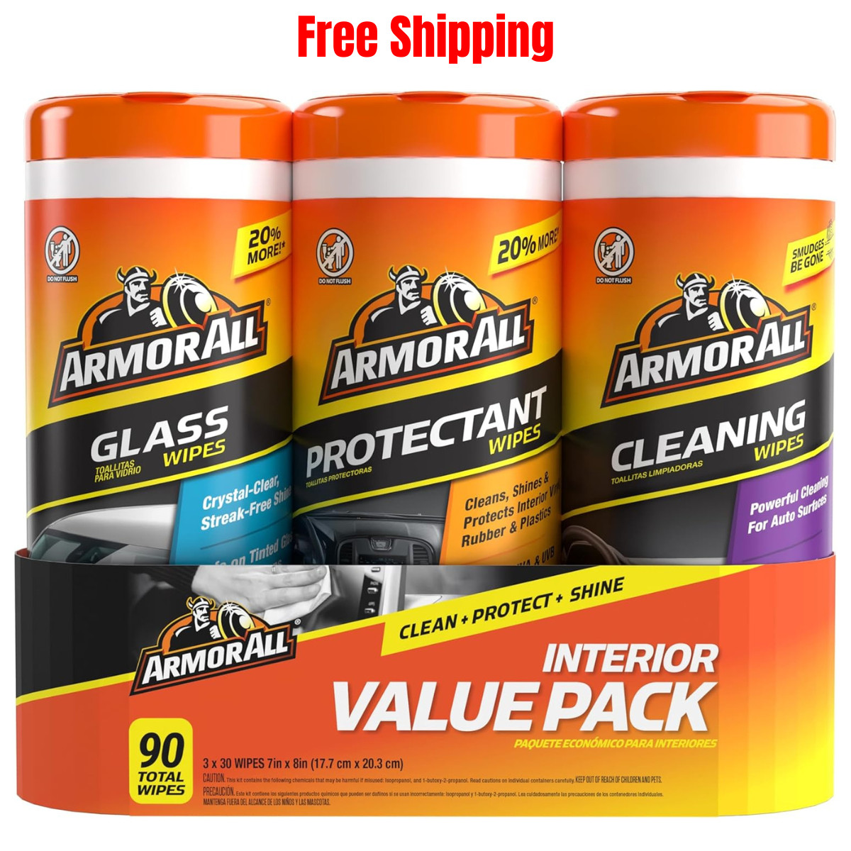 Car Wipes Multi-Pack by Armor All, Cleans Vehicle Interior and Exterior, 3-Pack