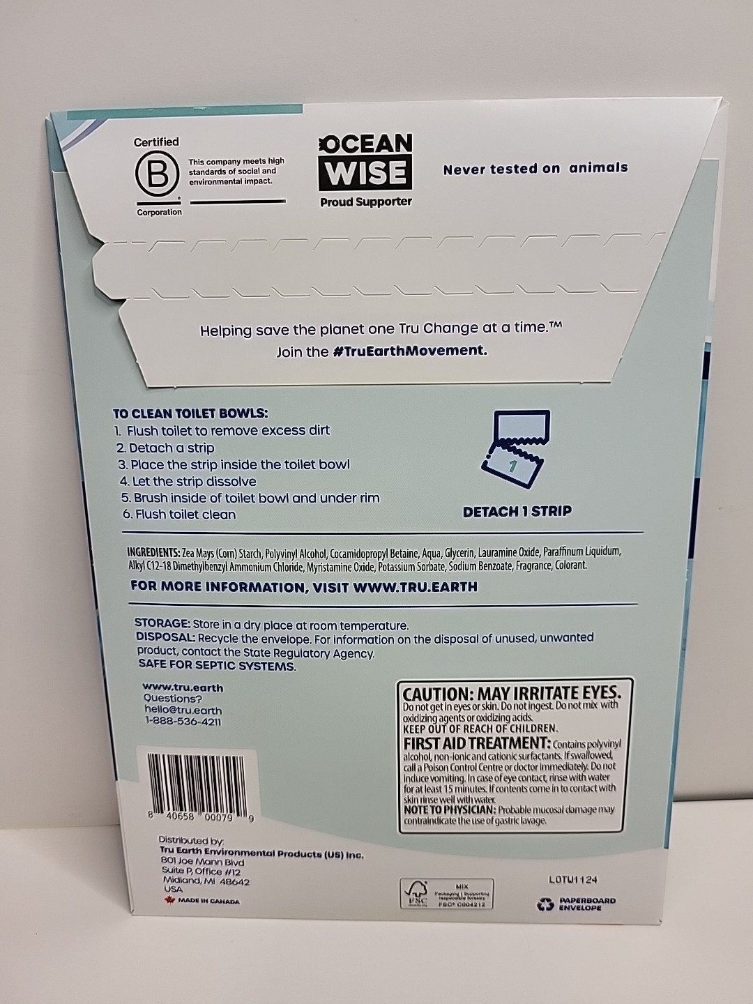 Tru Earth Toilet Bowl Cleaner 12 Eco-Strips Ultra Concentrated Septic-Safe NEW