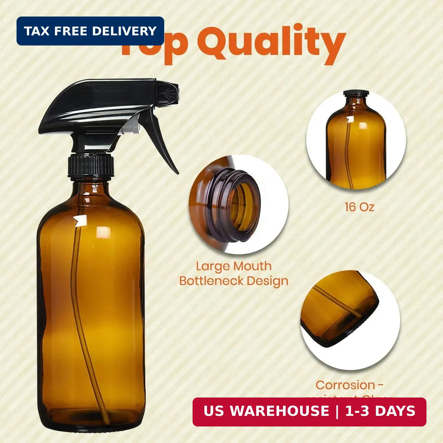 Homeries Amber Glass Spray Bottles For Cleaning Solutions (4 Pack) – 16 Ounce, R