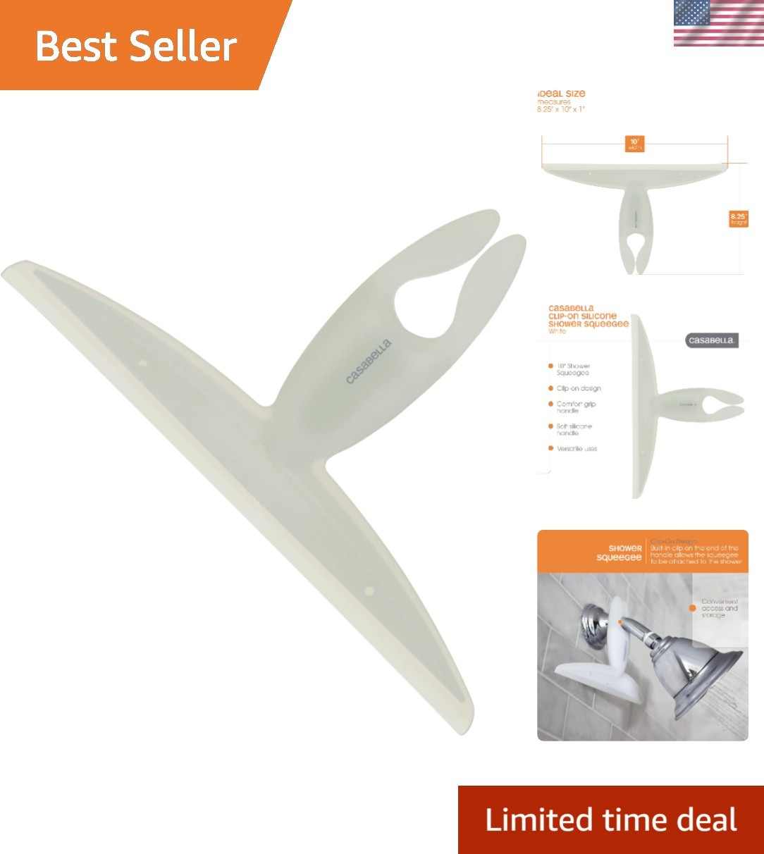 White Silicone Squeegee with Clip-On Feature – 10