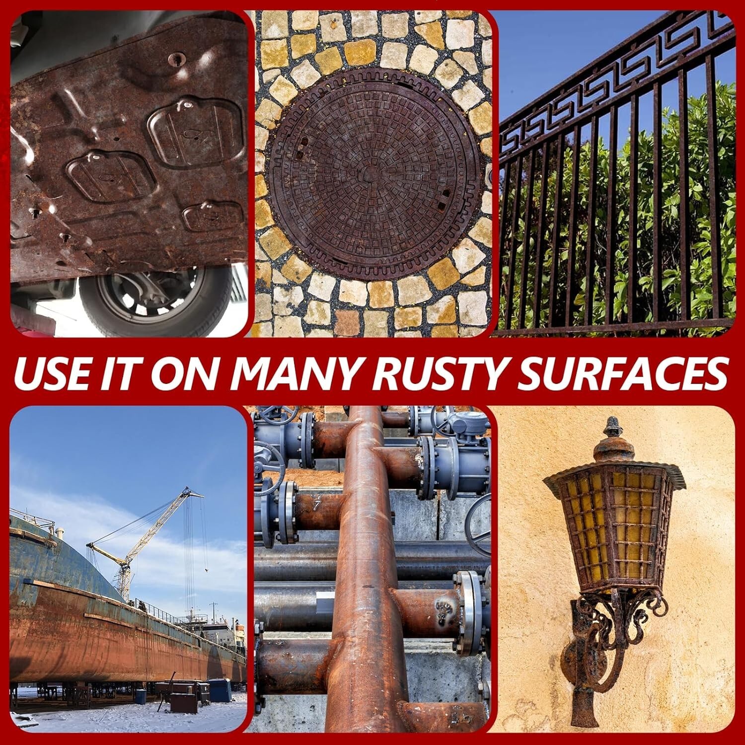 LISRUX 2in1 Rust Converter & Metal Primer, Black Rust Inhibitor Paint for Metal