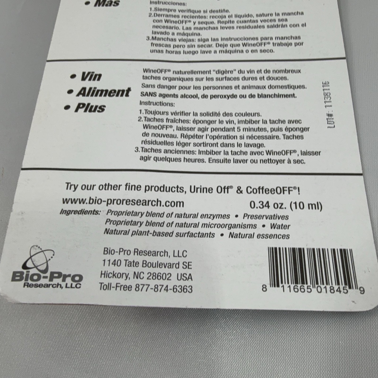 Wine Off Spot Remover Pen 0.34 Oz USDA Biobased Plant Based Stain Remover USA