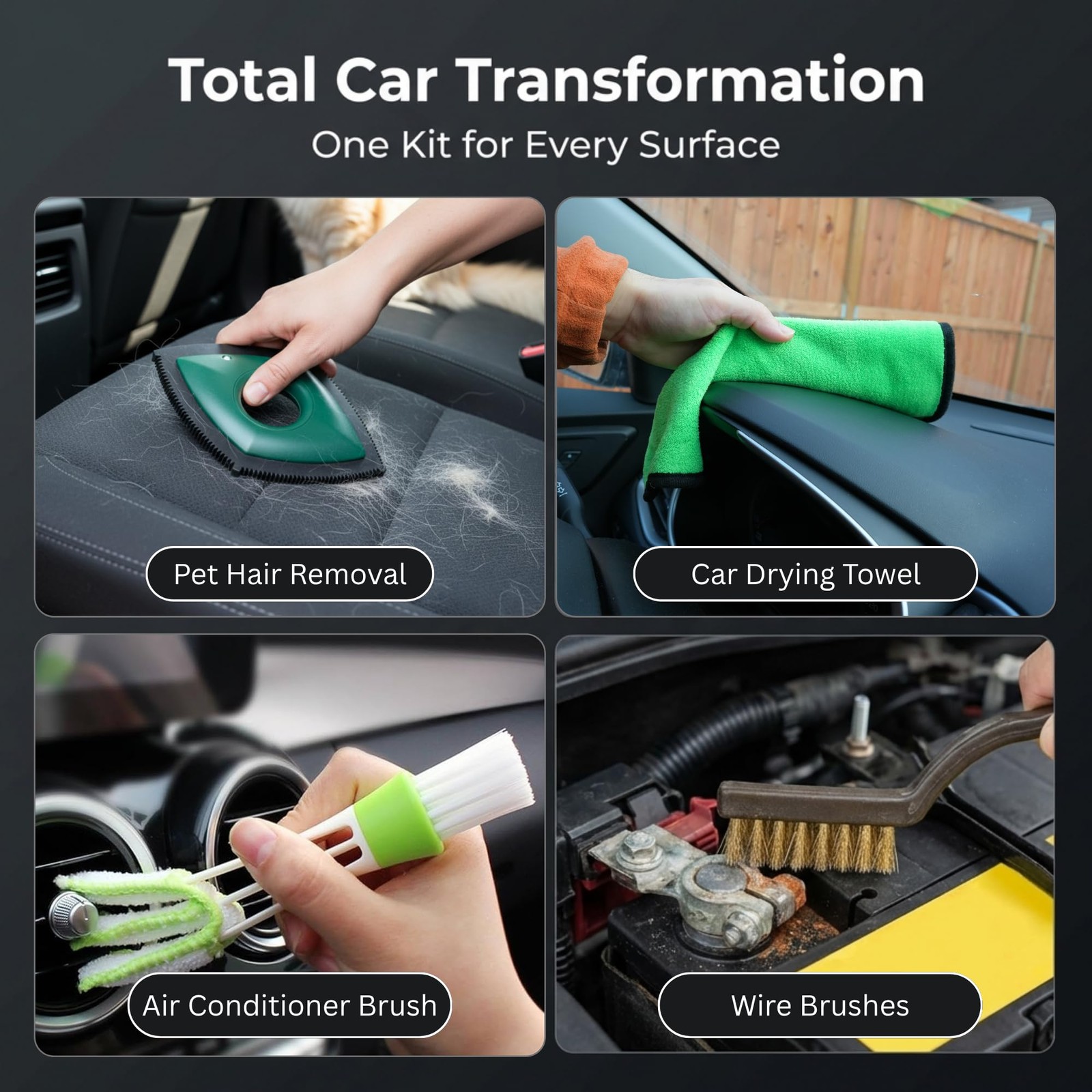 26Pcs Car Detailing Kit – Car Cleaning Kit, Drill Brush for Car Seats Detaili…