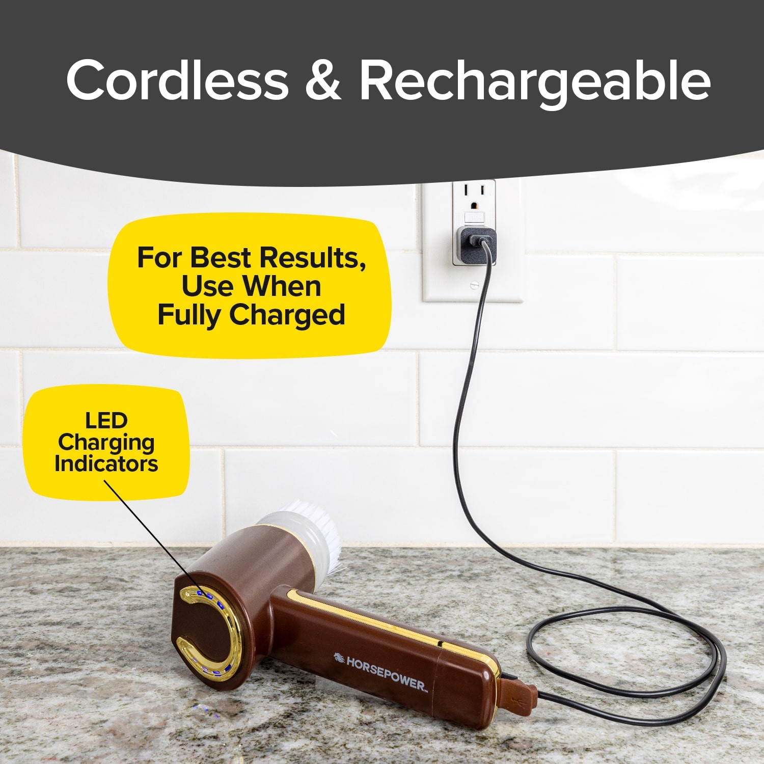 Horsepower Gold Edition Handheld Cordless Rechargeable Spinning Power Scrubber