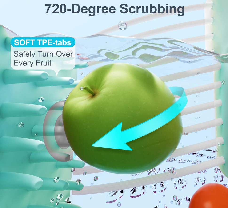 Fruit Cleaner Spinner Large Fruit Vegetable Washer Bowl Scrubber Basket Pro