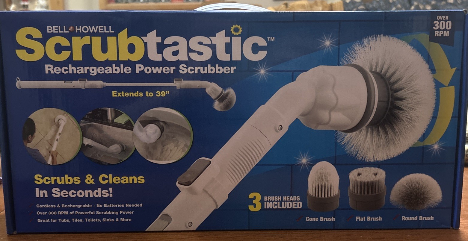 Bell + Howell Scrubtastic Rechargeable Power Scrubber NEW 2022