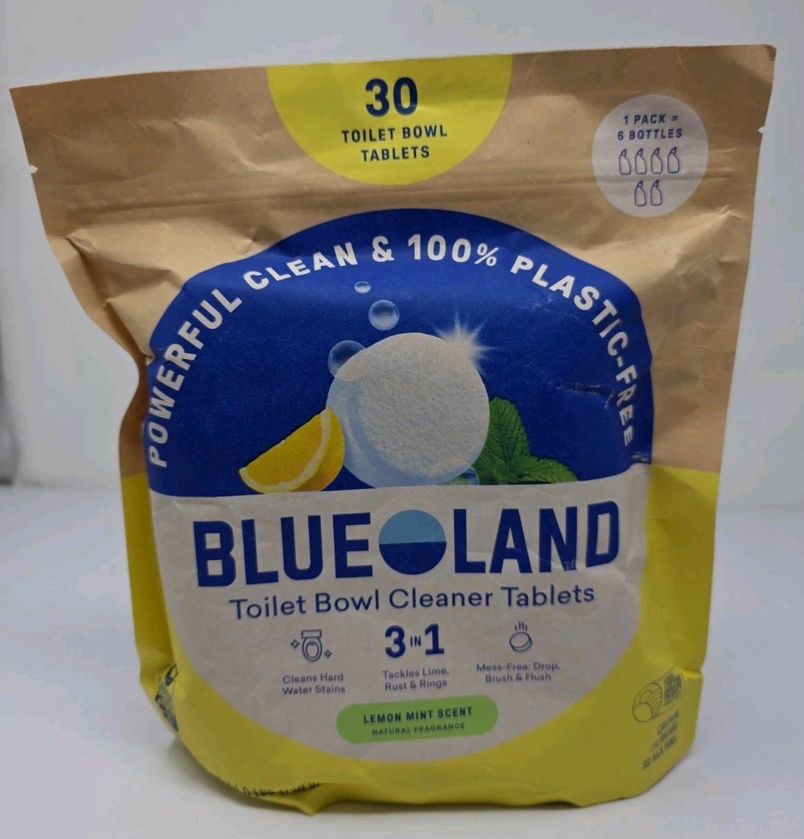 Blueland Toilet Bowl Cleaner Tablets, Lemon Mint, 30-count