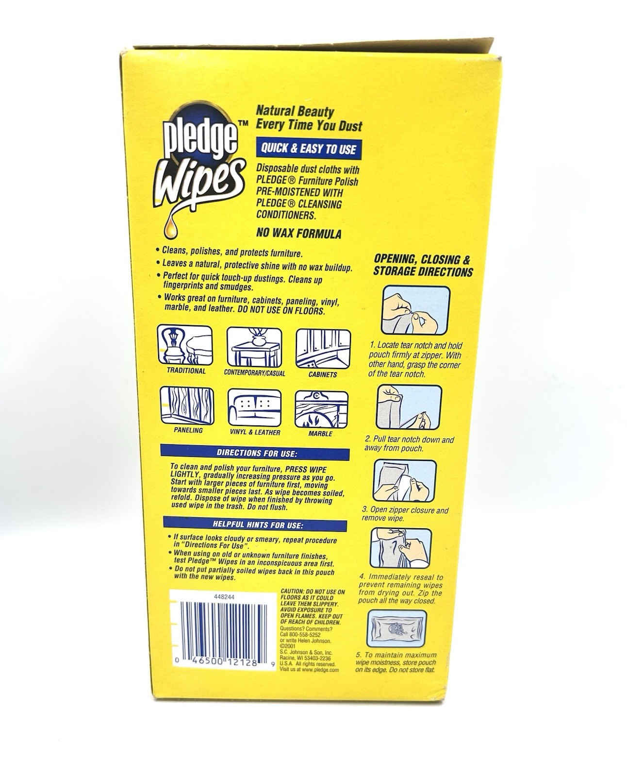 Pledge Furniture Polish Wipes Lemon Scented Pre-Moistened Multipurpose 18 Count
