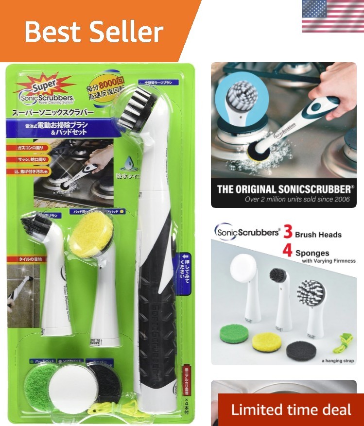 Water-Resistant Sonic Scrubber – 3 Interchangeable Heads for Effortless Cleaning