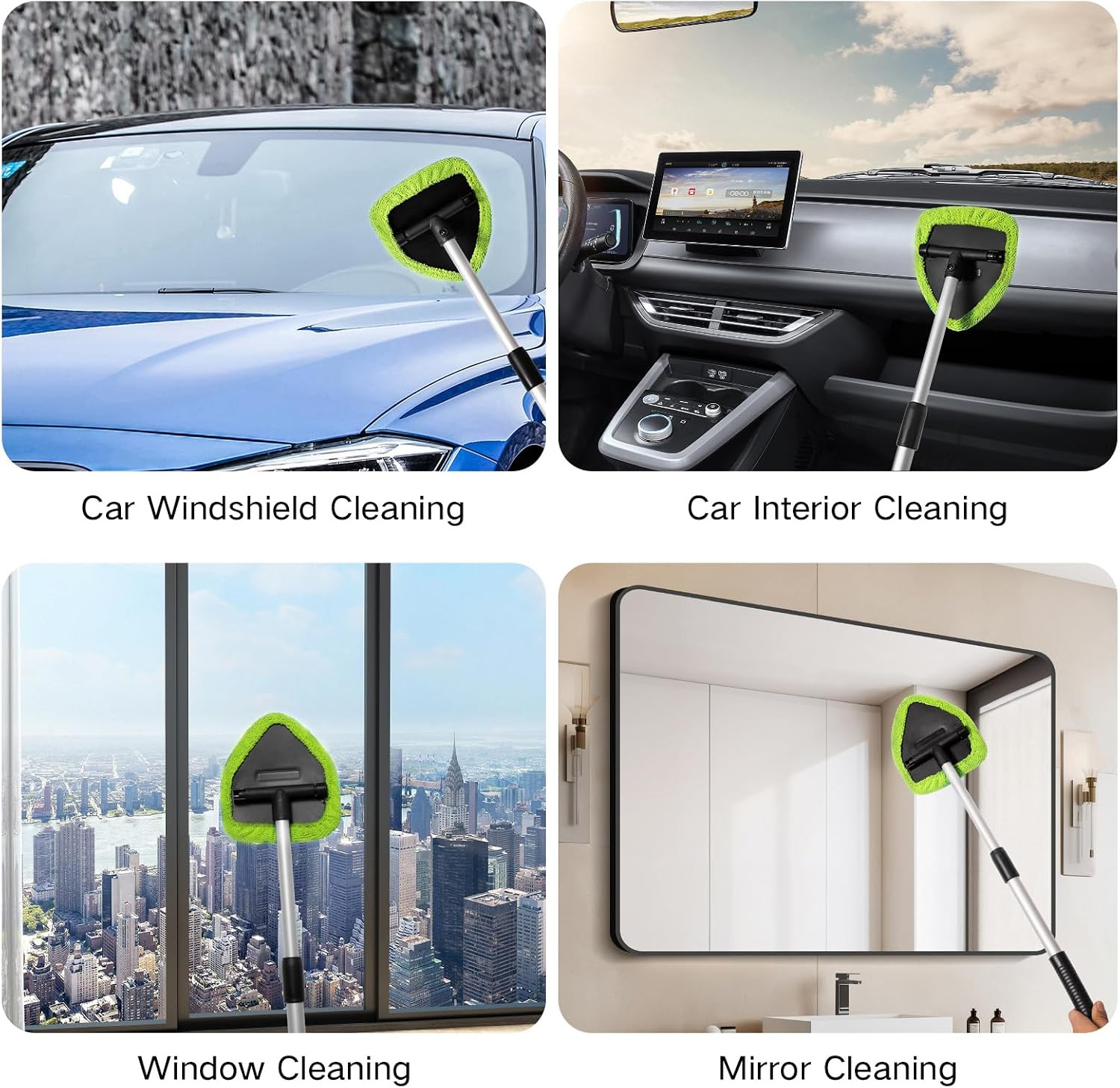 11Pcs Windshield Cleaner Tool, Car Window Cleaning Wash Kit with 6 Reusable Micr