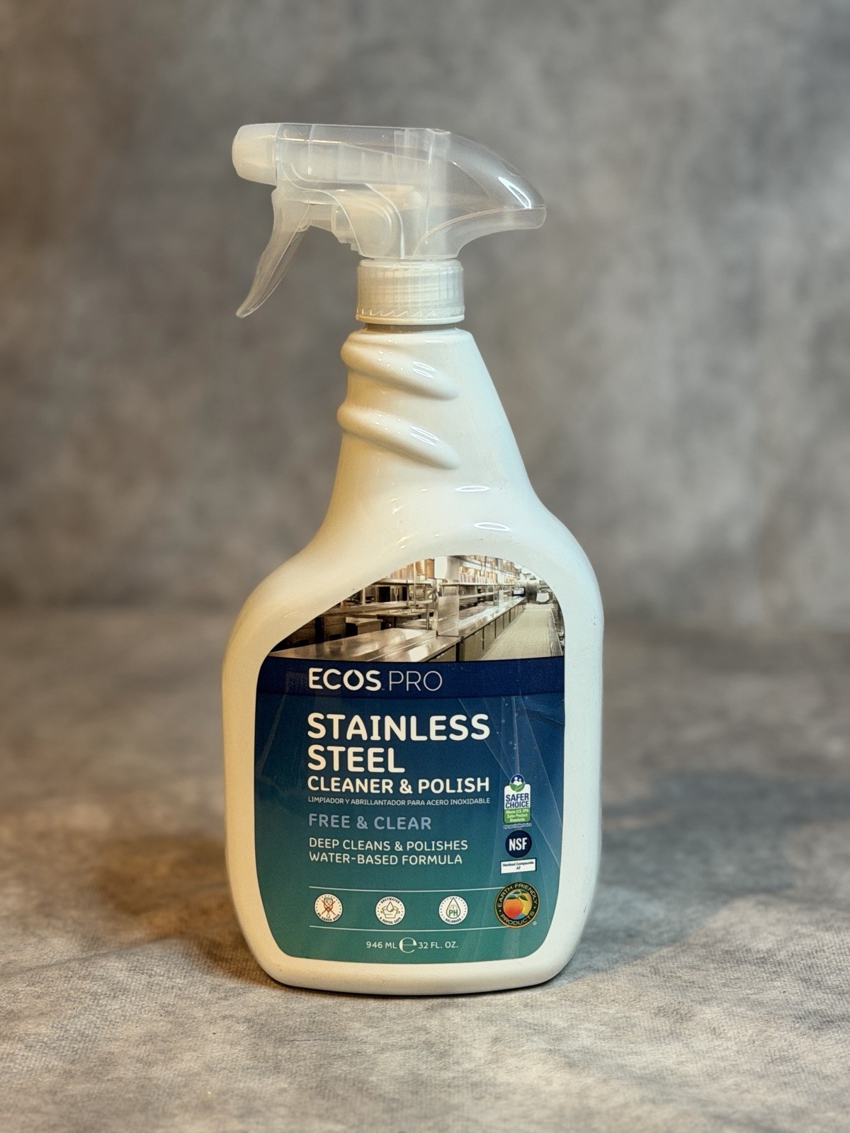 Ecos Pro Stainless Steel Cleaner & Polish 32oz Spray Water Based Formula.