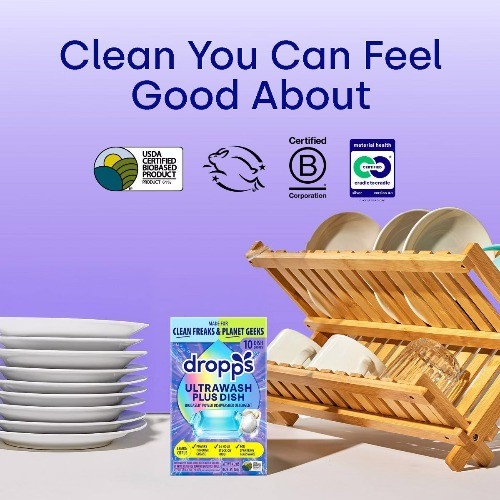 Dropps Lemon Citrus UltraWash Plus Biobased Dishwasher Detergent Pods – 10ct