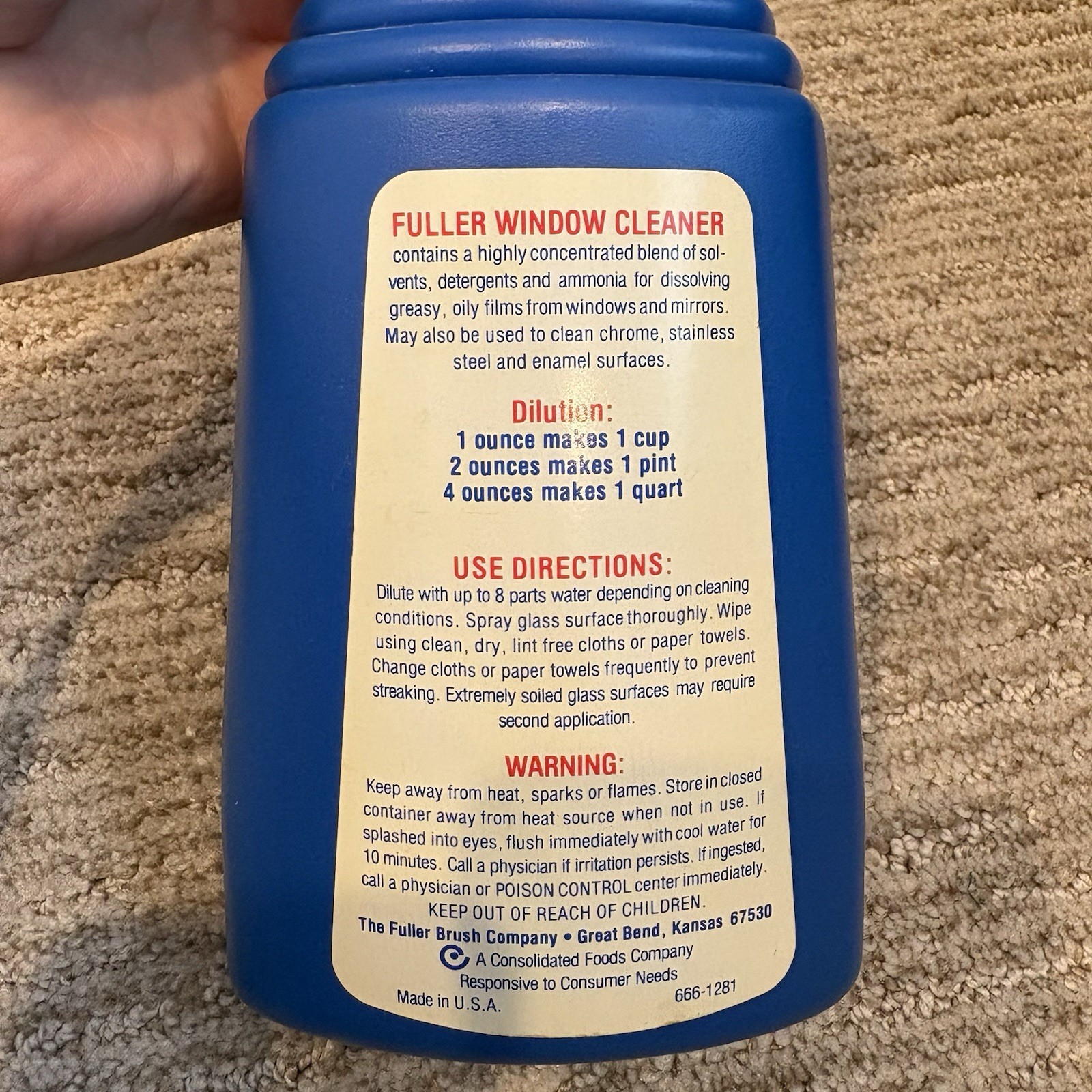 Vintage Fuller Brush Company Ammoniated Concentrated Window Cleaner – 85% Full