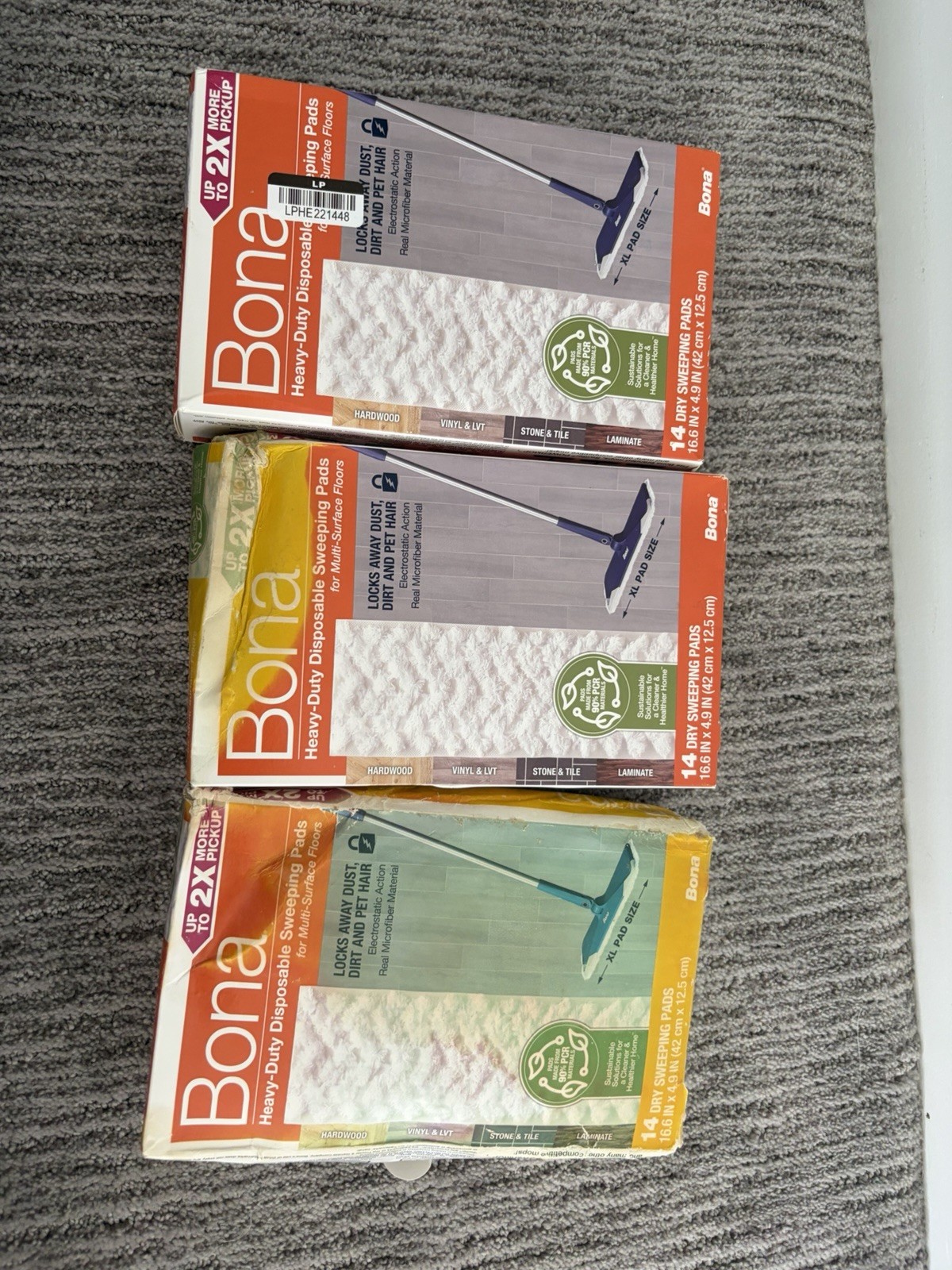 BONA DISPOSABLE DRY SWEEPING PADS FOR MULTI-SURFACE FLOORS 3 Boxes Of 14