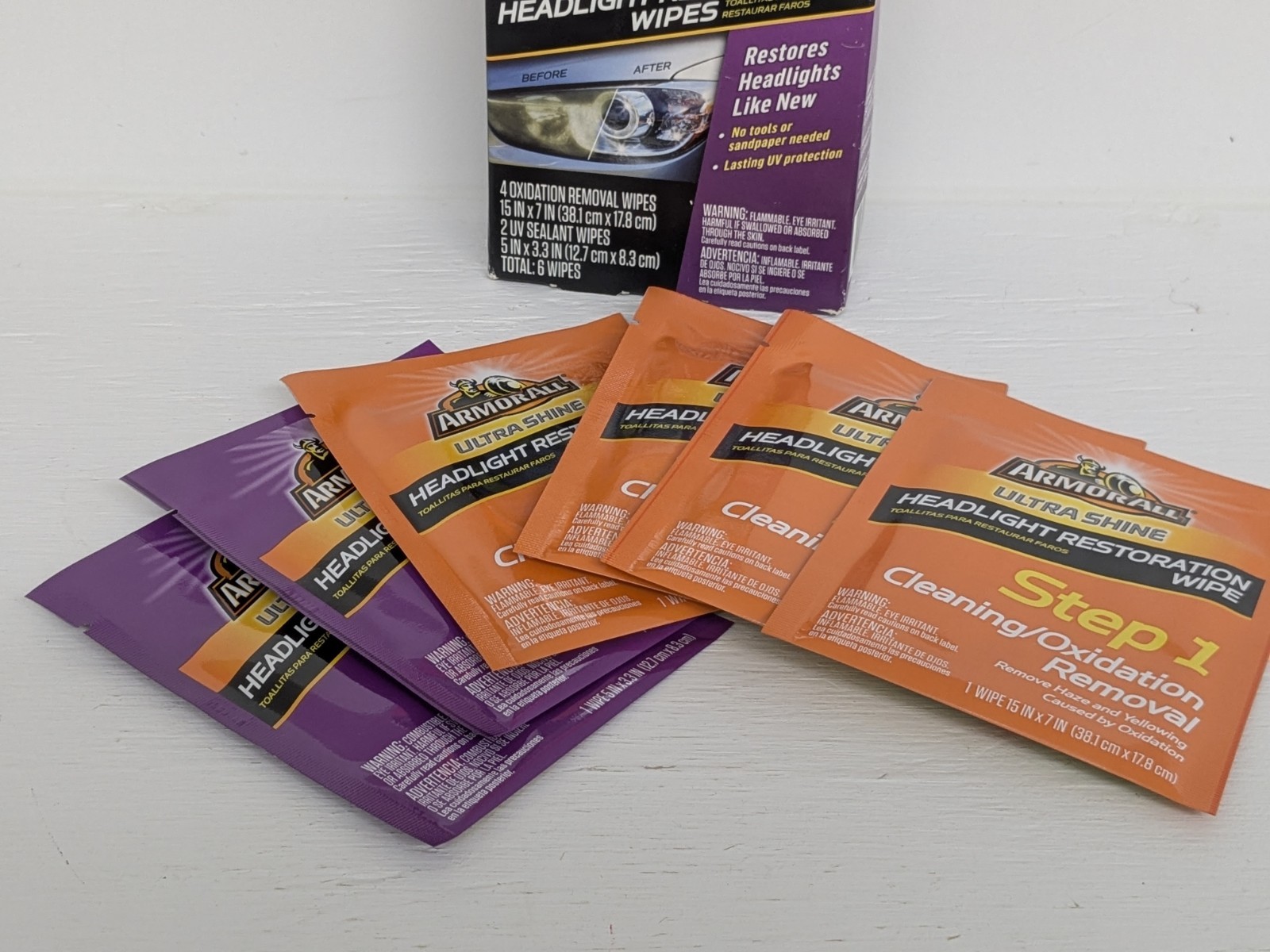 Armor All Ultra Shine Headlight Restoration Wipes 6 Count UV Protection