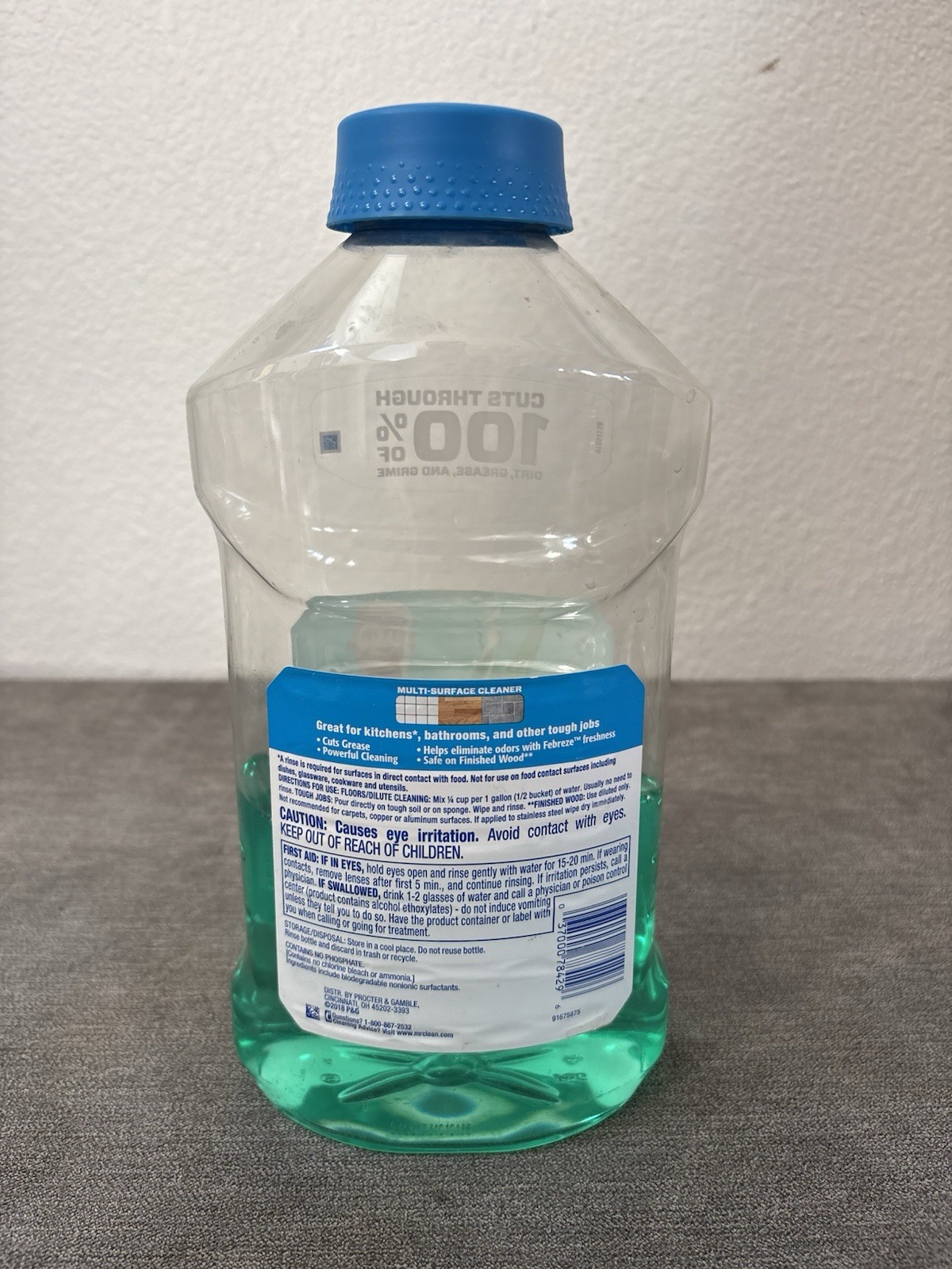 Mr. Clean Multipurpose Cleaner with Febreze, Meadows & Rain 44oz Bottle 40% Full