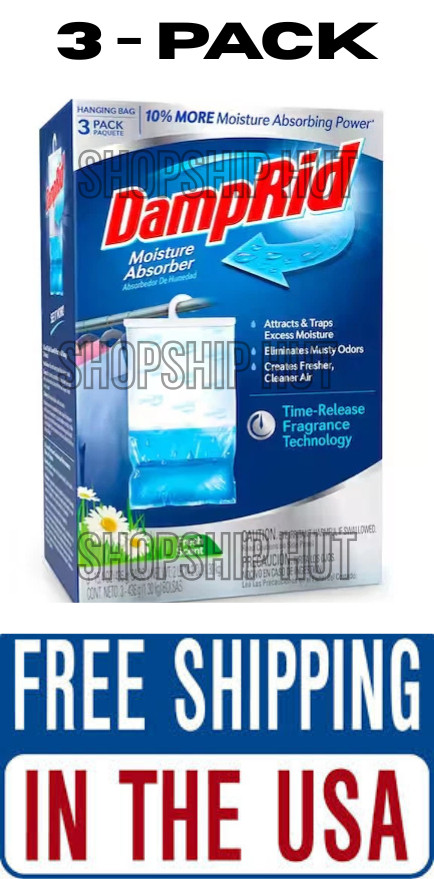 3 PACK -DampRid Fresh Scent Hanging Moisture Absorber,16oz Eliminates Musty Odor
