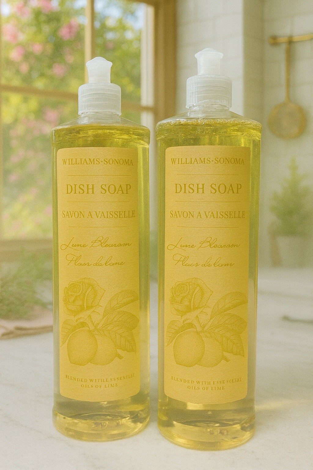 2 Lim Ed Williams Sonoma Lime Blossom Dish Soap Essential Oils + Aloe 16fl Oz
