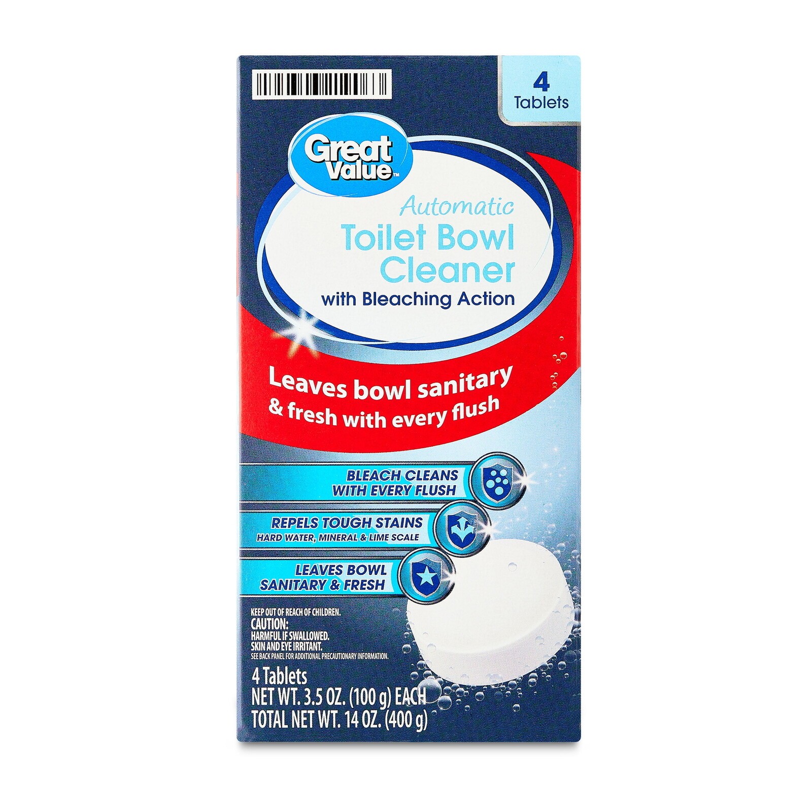 Automatic Toilet Bowl Cleaner Tablets with Bleaching Action Septic Safe 4 Count