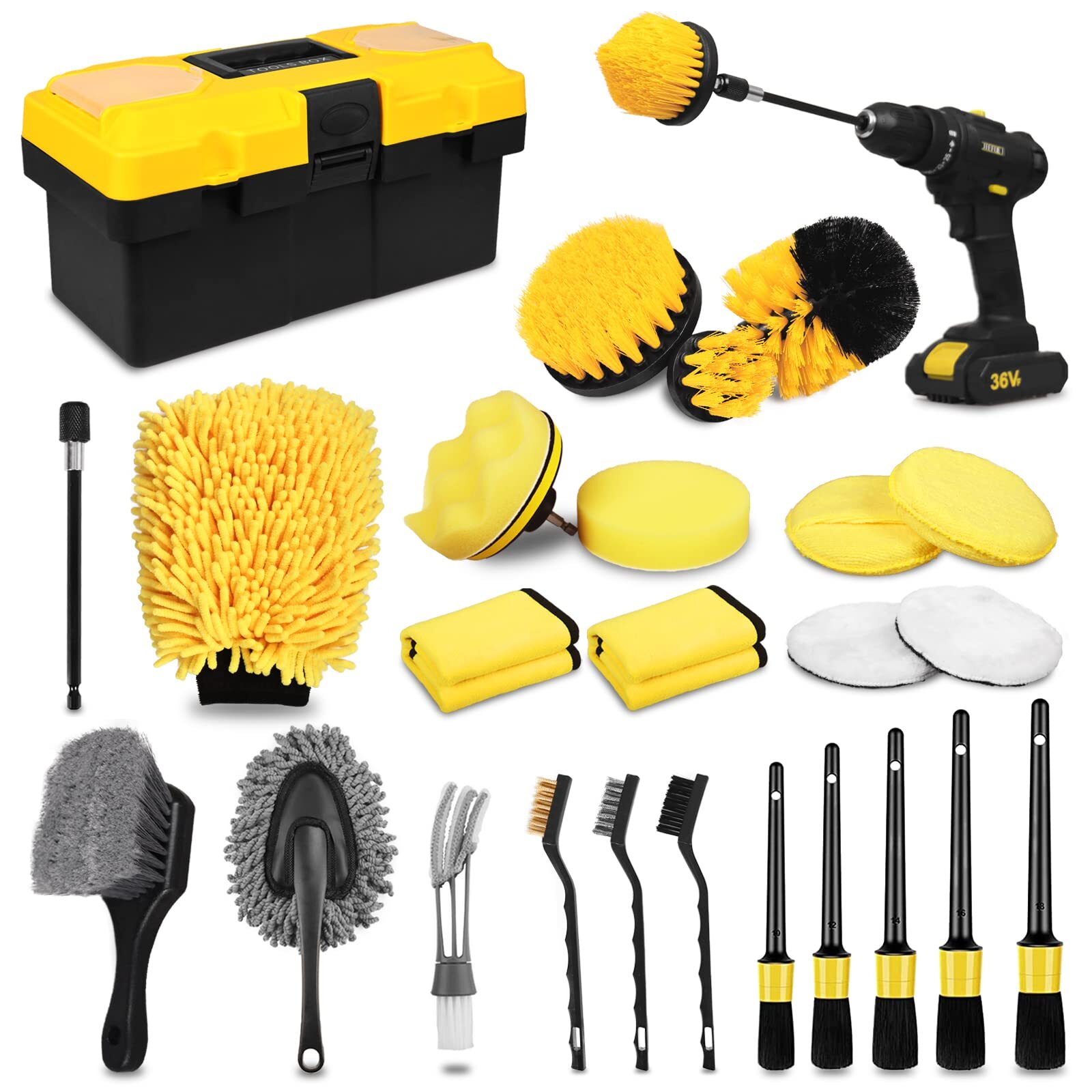 27pcs Car Detailing Kit Car Detailing Brush Set Auto Detailing Drill Brush Set C