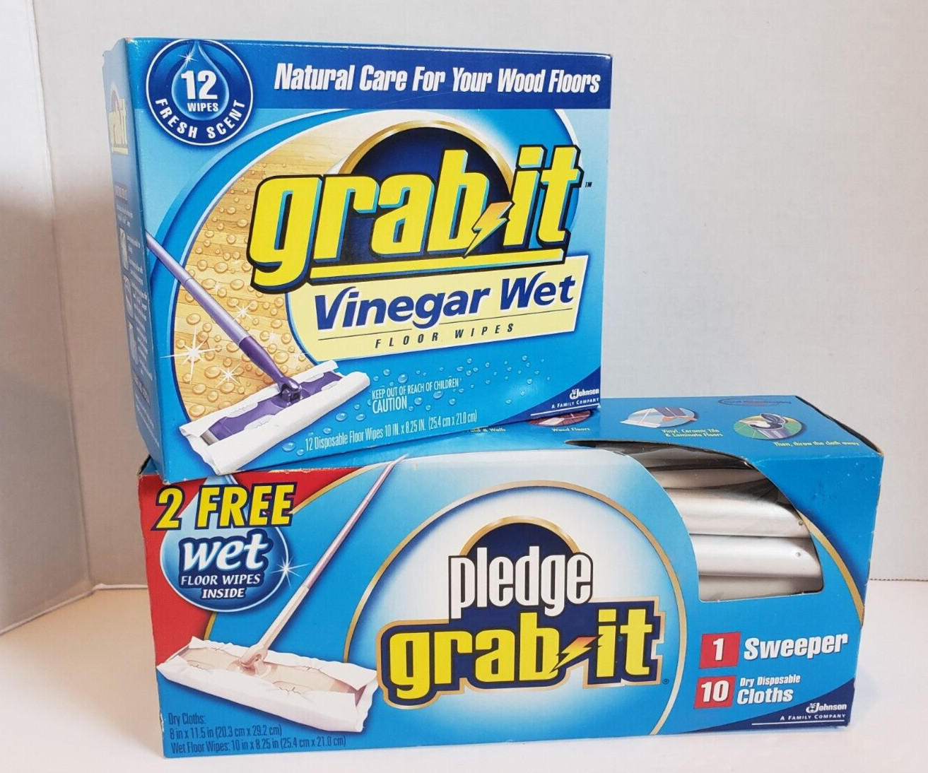 Pledge Grab-it Sweeper, 10 Dry Cleaning, 12 Vinegar Wet Cloths Vintage Floor Fan