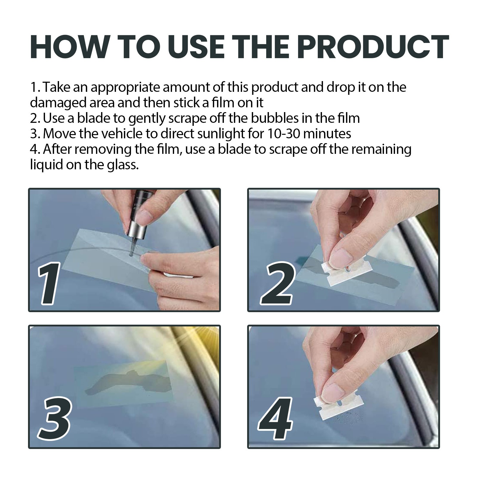 Windshield Repair Kit – Crack & Rock Chip Fix for Auto Glass UV Cure